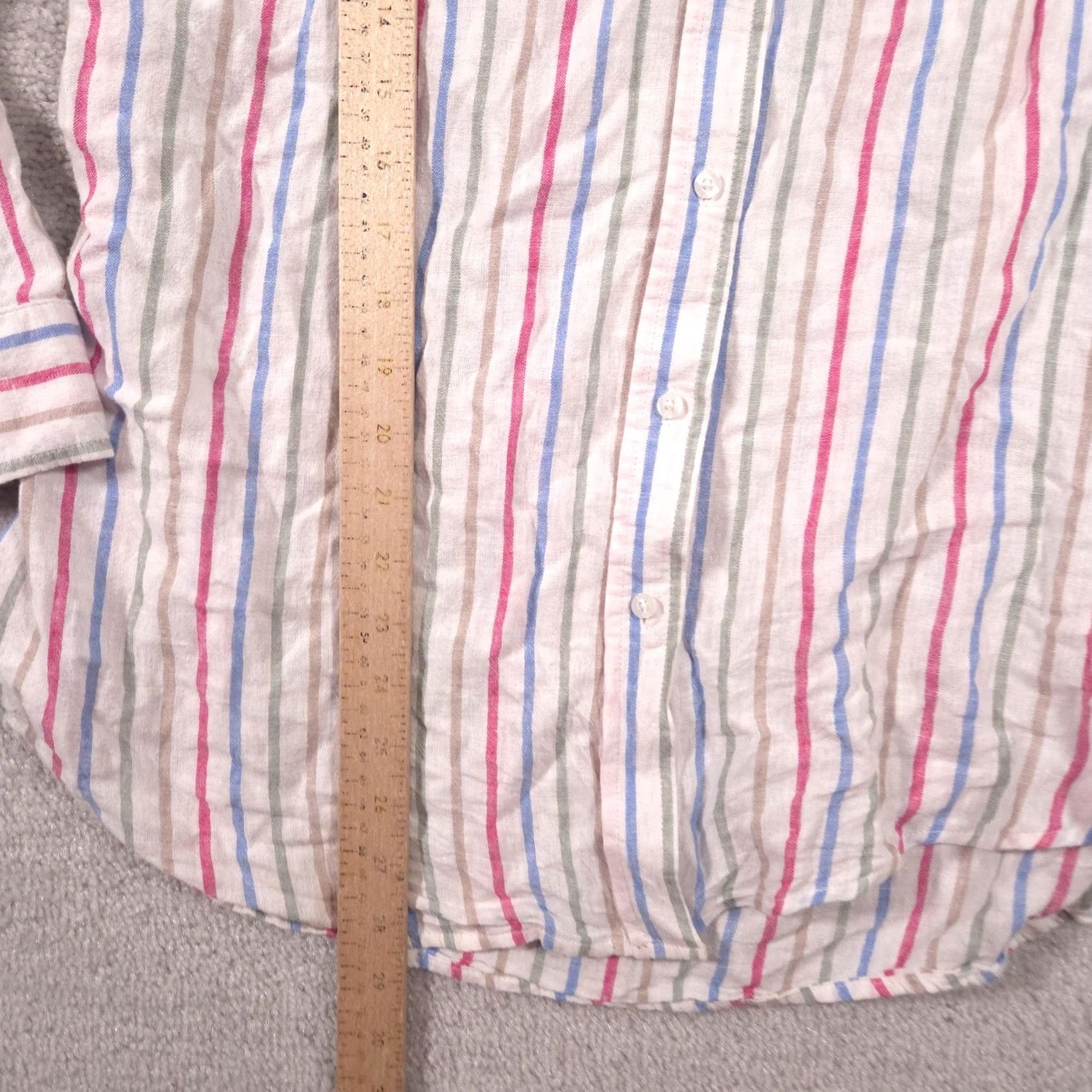 Gap Gap Shirt Mens XL White Striped Linen Blend Button Front Long Sleeve Casual Size US XL / EU 56 / 4 - 5 Thumbnail