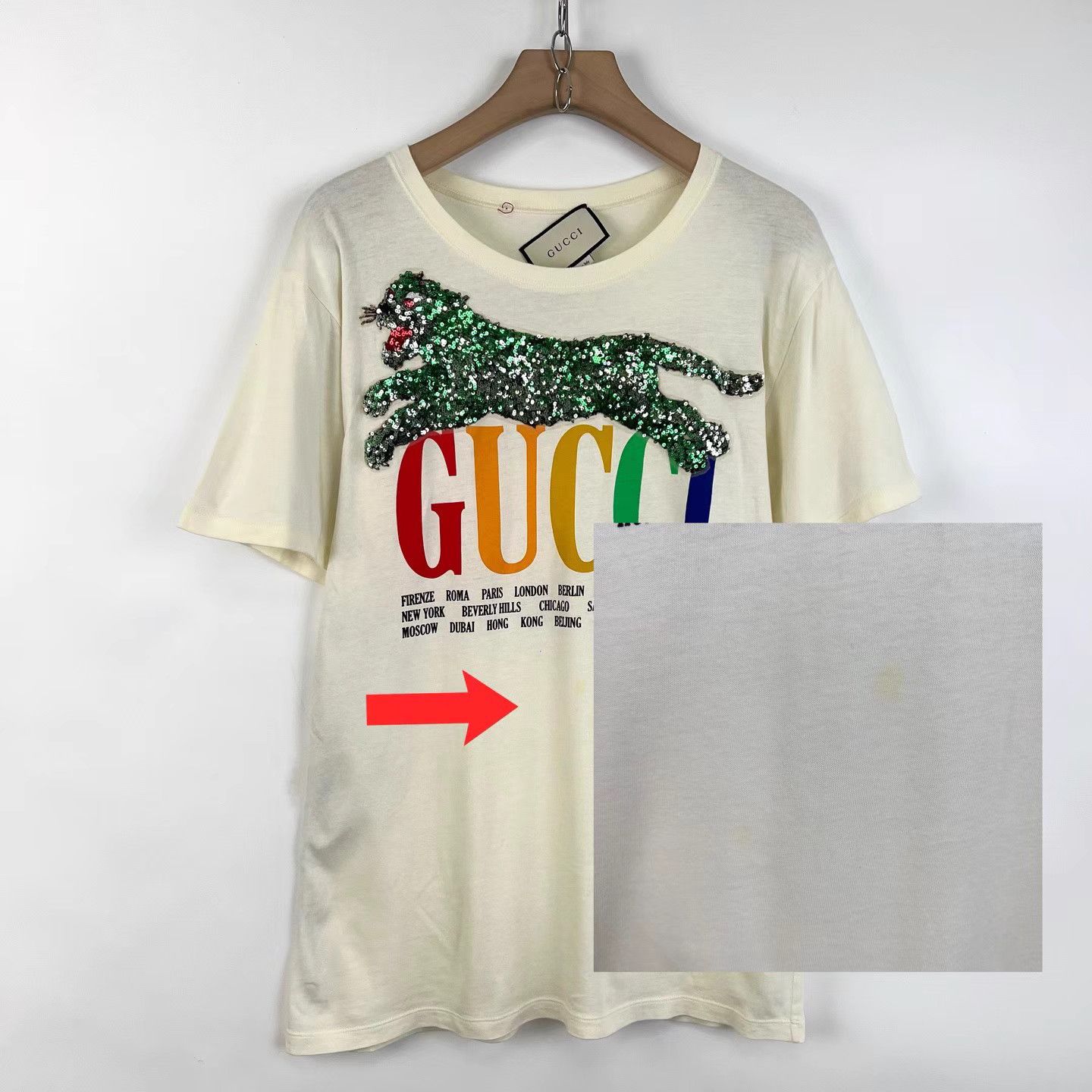 Gucci Gucci Off-White Leopard & Sequin Logo Print Short Sleeve K12 Size US M / EU 48-50 / 2 - 4 Thumbnail
