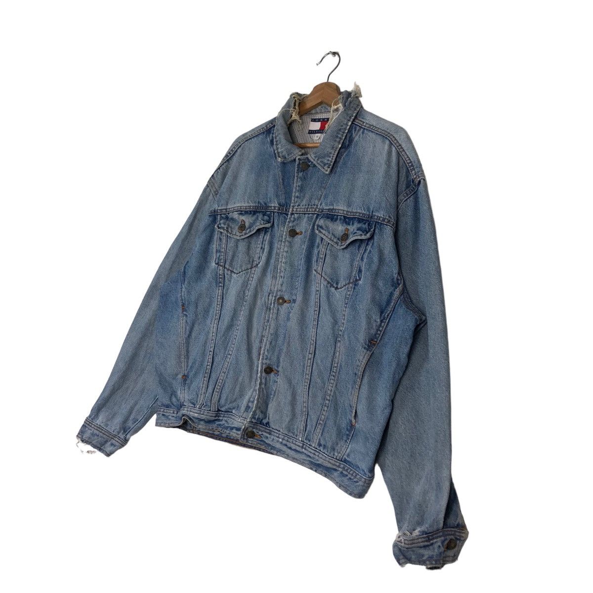 Japanese Brand 🔥Vintage Biker Denim Jacket Tommy Hilfiger Size US L / EU 52-54 / 3 - 2 Thumbnail