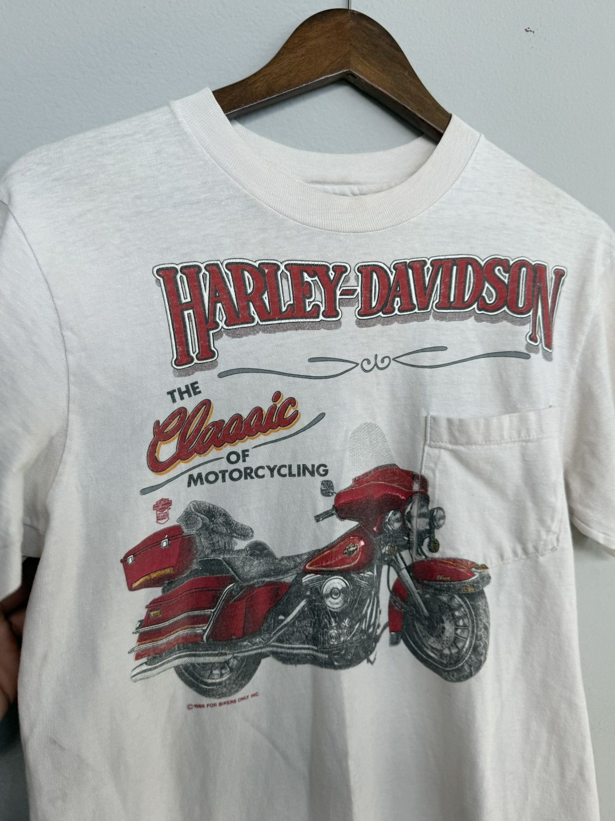 Harley Davidson 1986 Single Stitch Harley Pocket Tee Size US M / EU 48-50 / 2 - 2 Thumbnail