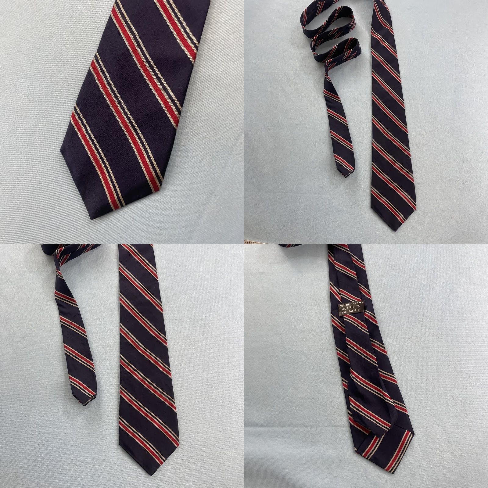 Vintage VINTAGE Port ofTacoma Silk Neck Tie Your Tie to the Pacific Blue Red Repp Tie 3x56 Wear Size ONE SIZE - 9 Thumbnail