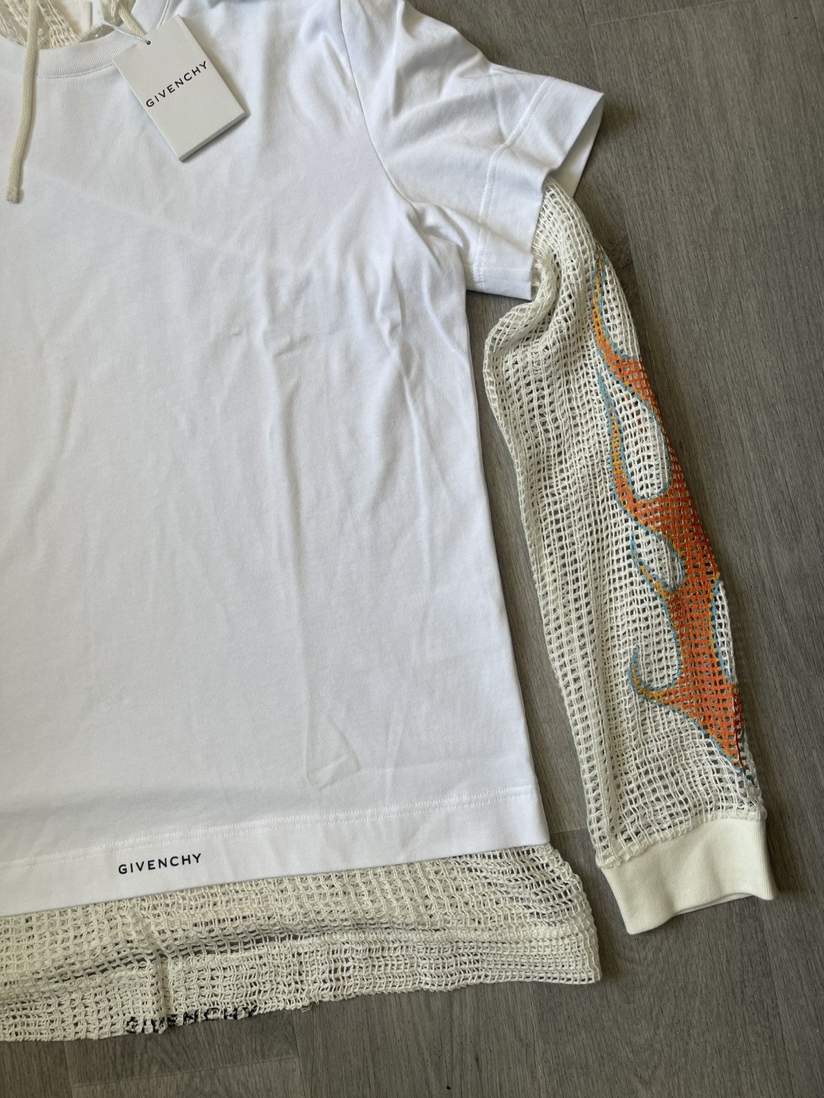 Givenchy Givenchy white Multi-layer t-shirt with flames Size US L / EU 52-54 / 3 - 4 Thumbnail