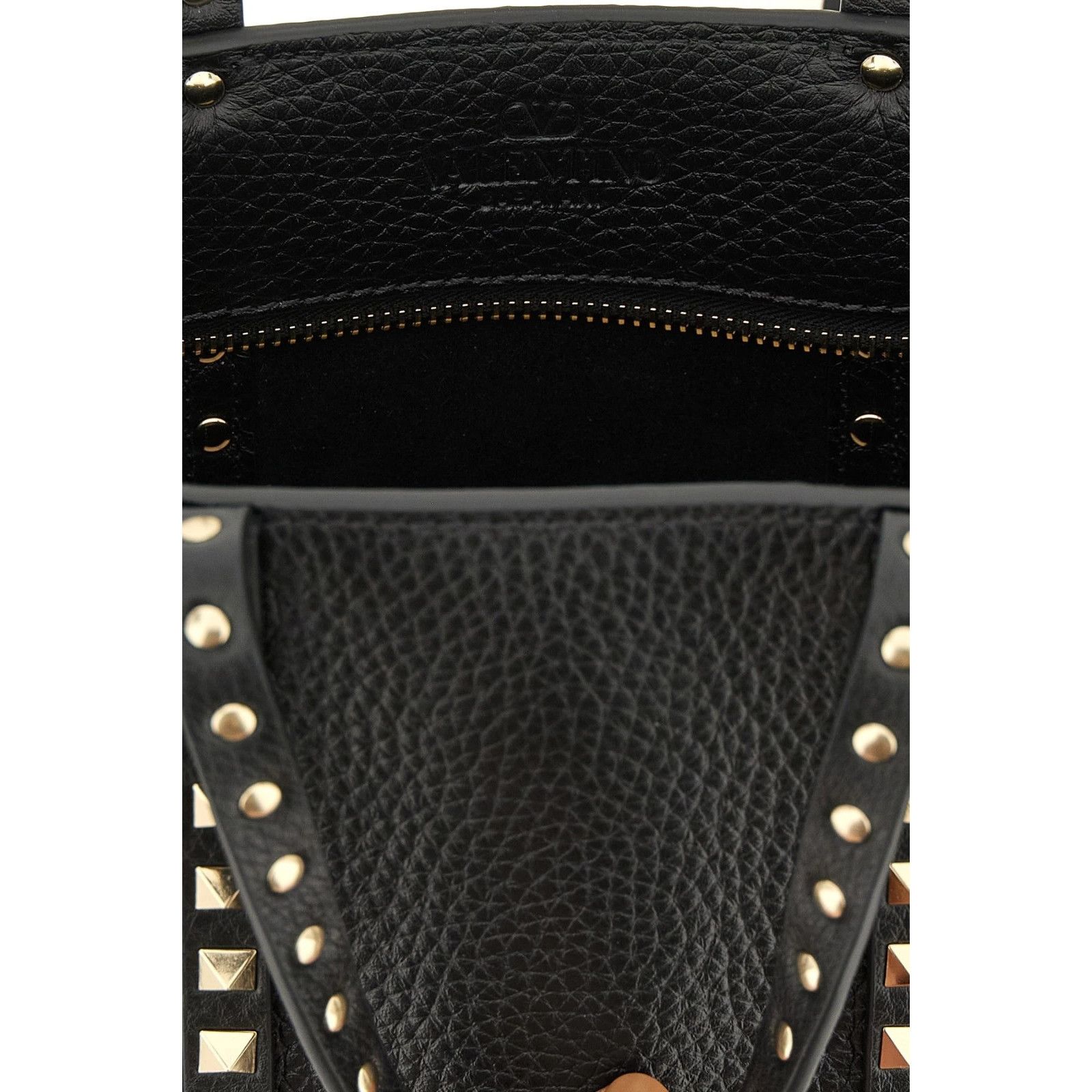 Valentino VALENTINO GARAVANI Rockstud Black Grained Leather Shopping B Size ONE SIZE - 4 Thumbnail