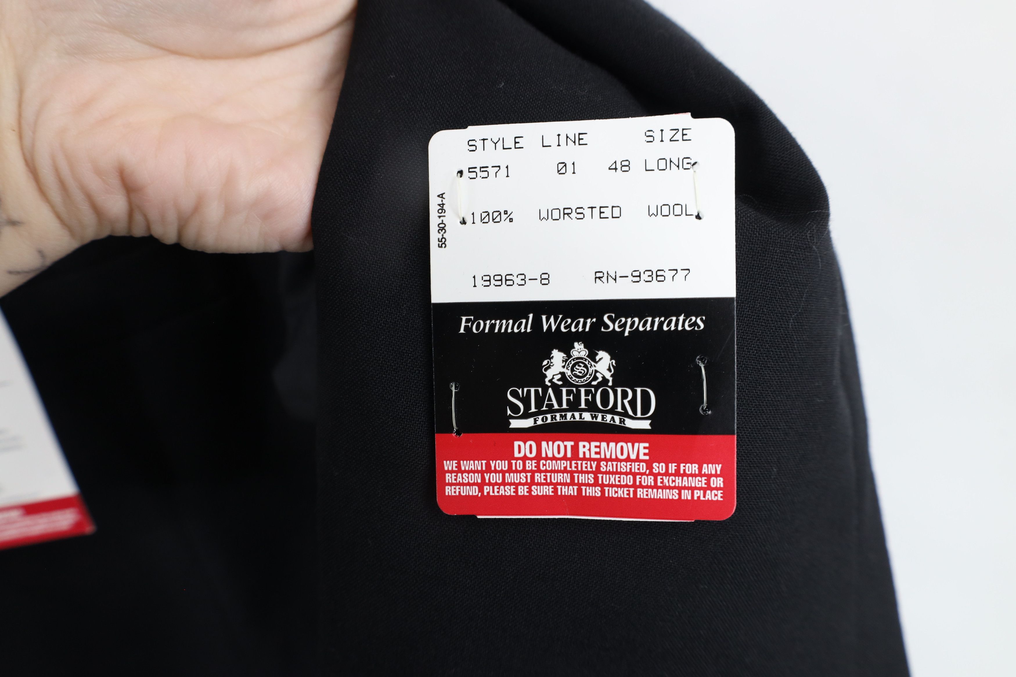 Vintage New Stafford Prom Wedding Tuxedo Suit Coat Jacket Black Size US L / EU 52-54 / 3 - 6 Thumbnail