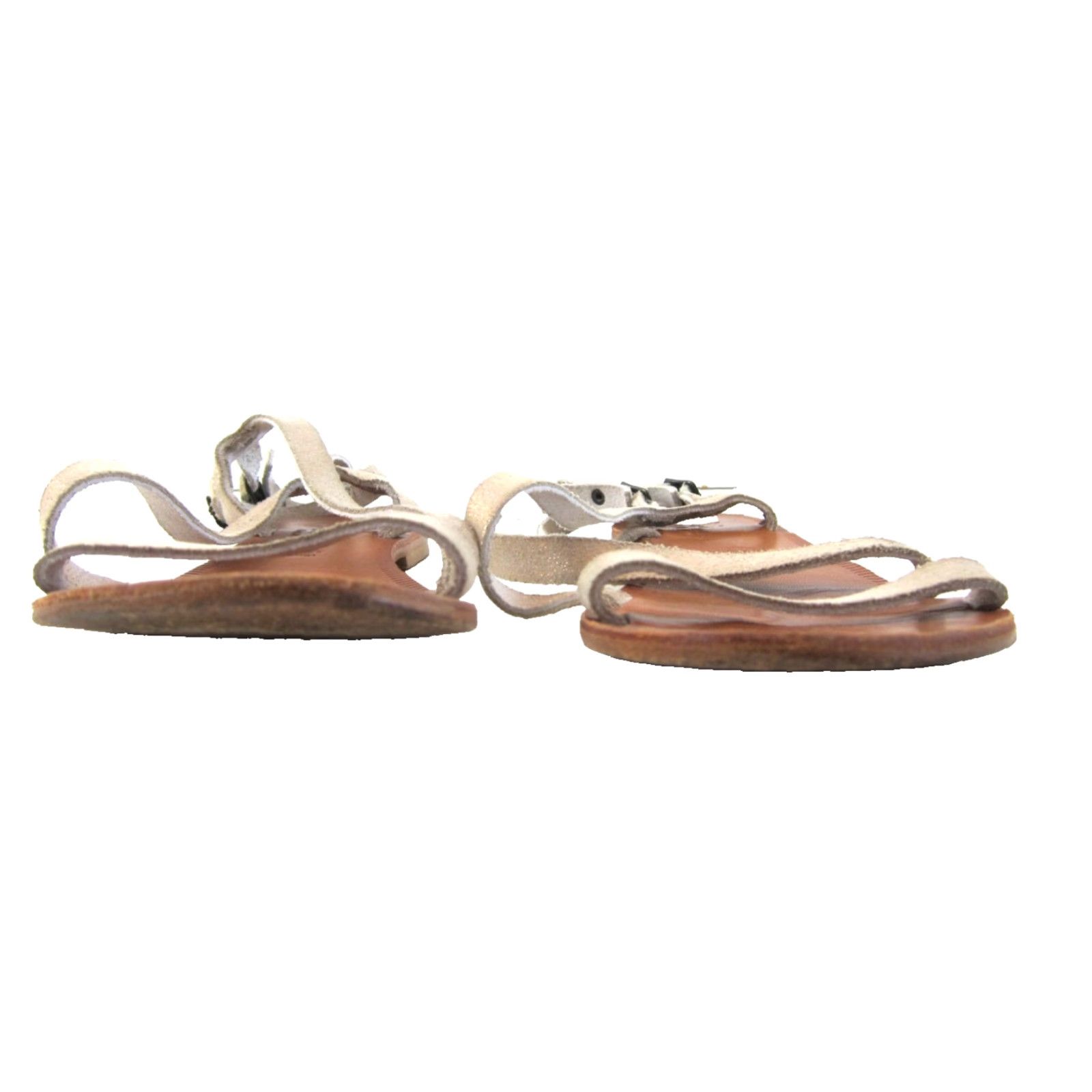 Joie JOIE Sandal Women Slipper Silver Leather Strappy Slingback Flat 37.5/7 Made In Italy Bohemian Summer Growth Size US 7 / IT 37 - 3 Thumbnail
