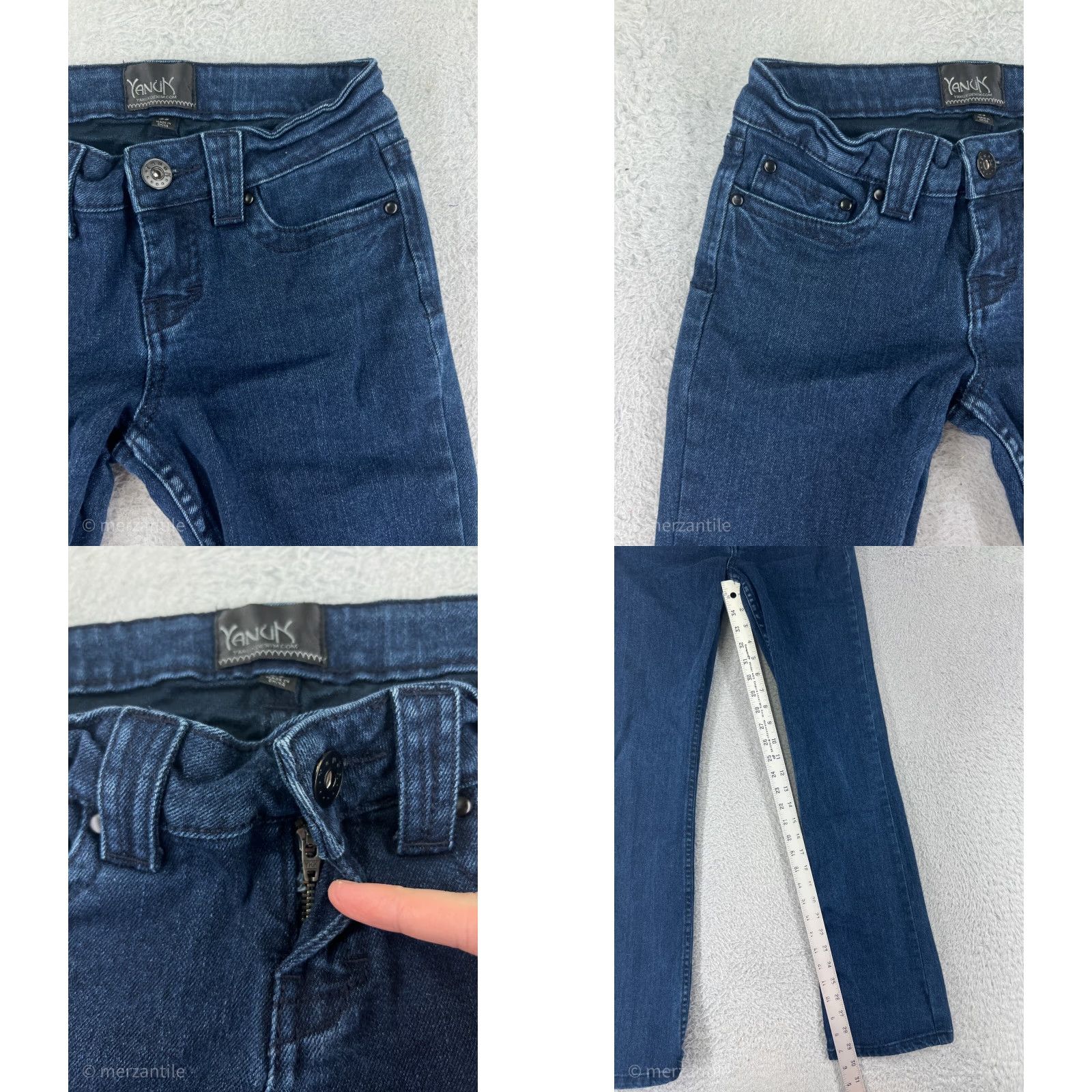 Denime YANUK Jeans Womens 25 Blue Denim Bootcut Dark Wash Low Rise Vintage No Size 42" / US 20 - 8 Thumbnail