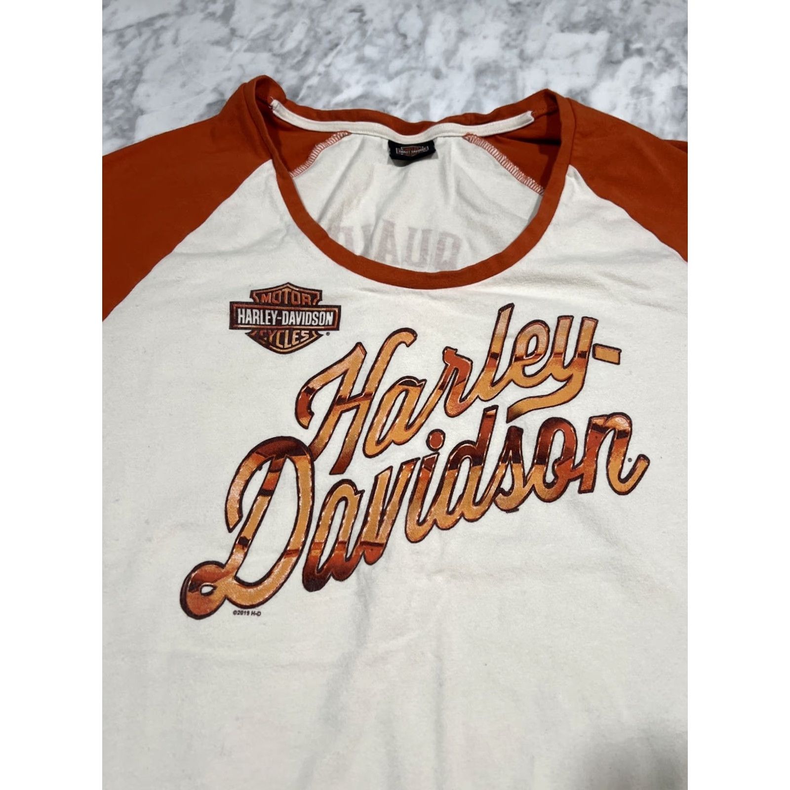 Harley Davidson VINTAGE Harley-Davidson Shirt Women’s M Orange California 2019 Quaid Loma Linda Biker Crew Neck Short Sleeve Easy Care Shirt Mens/Womens Size M / US 6-8 / IT 42-44 - 3 Thumbnail