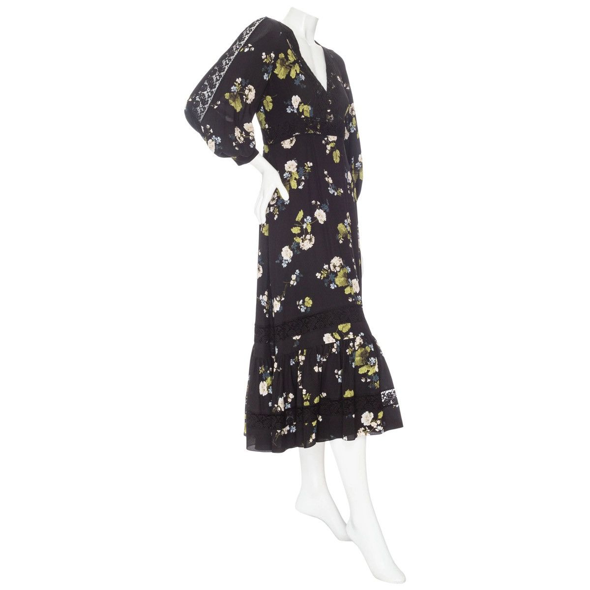 Erdem Erdem Magdalene Silk Floral Print Long Sleeve Midi Dress Size S / US 4 / IT 40 - 2 Thumbnail