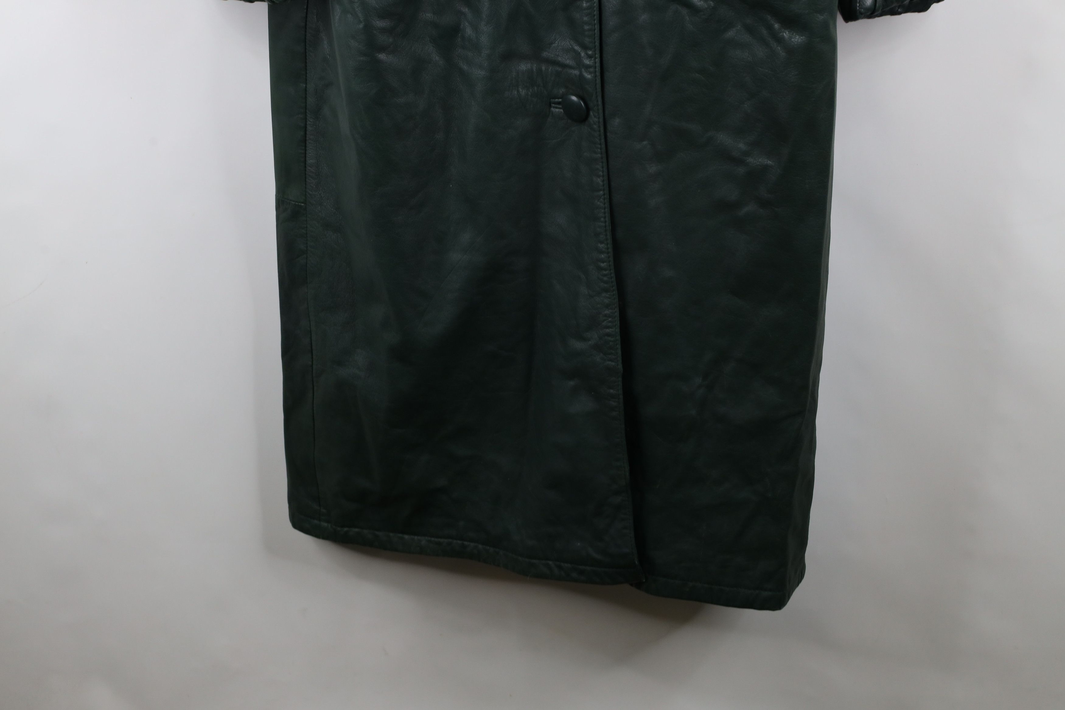 Vintage Vintage 90s Streetwear Leather Full Length Trench Coat Green Size L / US 10 / IT 46 - 4 Thumbnail