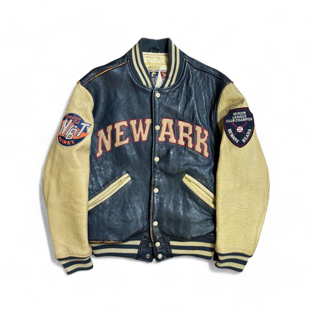 Avirex Avirex - M Leather College Jacket Stadium Blue Beige Size US M / EU 48-50 / 2 - 2 Thumbnail