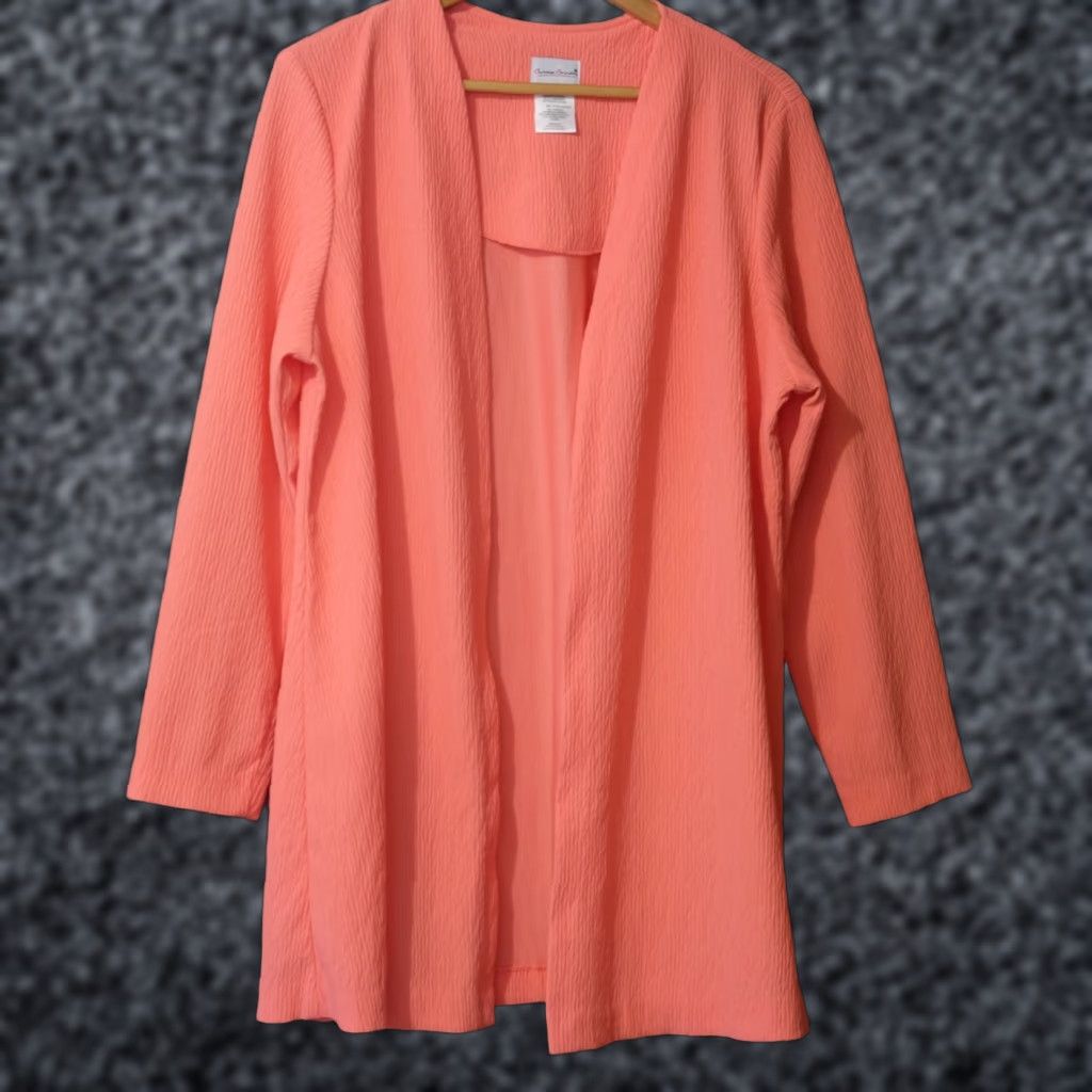 Vintage EUC Bobbie Brooks Crinkle Open Front Cardigan Orange Women's XL Cardigan Casual Office Wear brighter? Size XL / US 12-14 / IT 48-50 - 1 Thumbnail