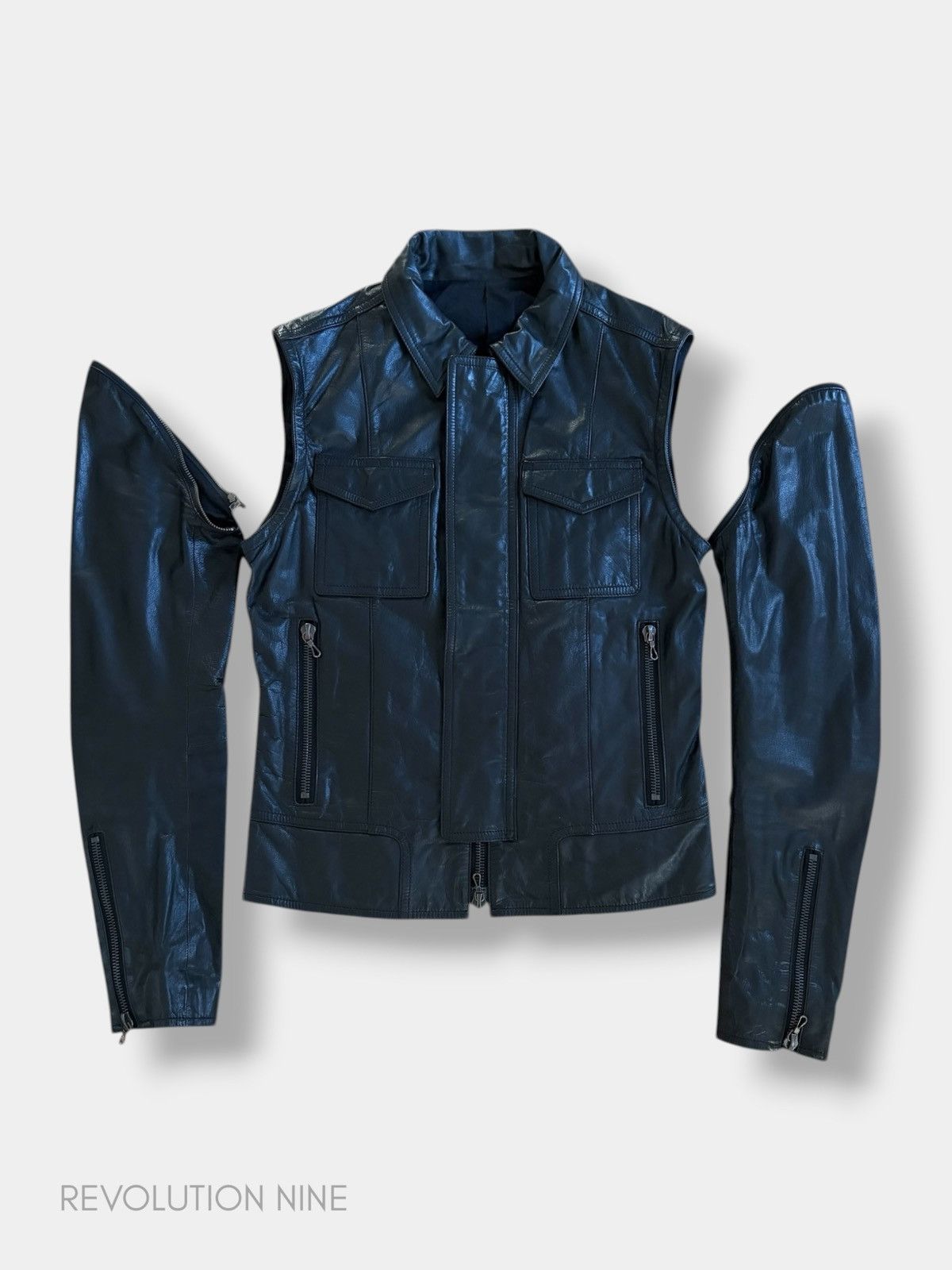 Shellac Shellac detachable sleeves black leather jacket Size US S / EU 44-46 / 1 - 2 Thumbnail