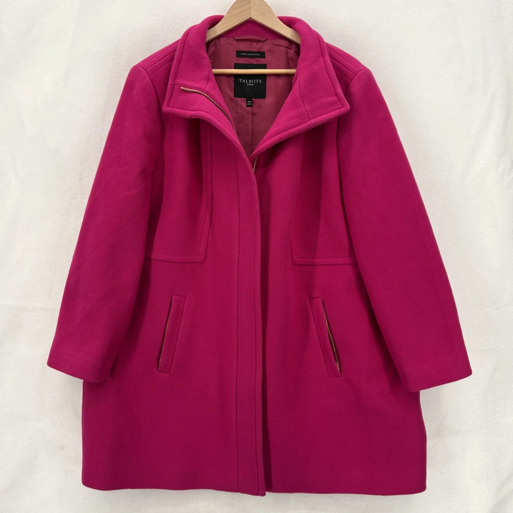 Talbots Talbots Coat Womens 20W Pink Wool Lined Collared Zipper Pockets Italian Size 3XL / US 20-22 - 2 Thumbnail
