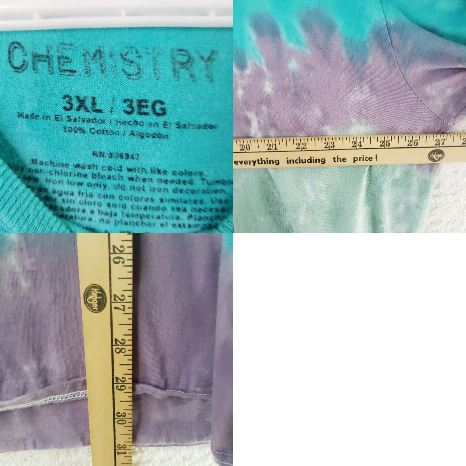 Vintage Chemistry T-Shirt Unisex 3XL Short Sleeve Tie Dye World Tour Front Graphic Purple Teal Summer Casual Mens Womens Size XXL / US 16-18 / IT 52-54 - 9 Thumbnail