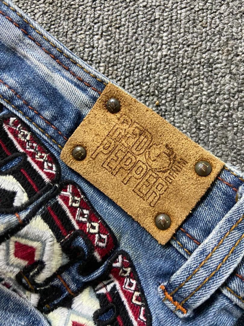 Japanese Brand Vintage Red Pepper Denim Flare Distressed Jeans (184) Size US 30 / EU 46 - 4 Thumbnail