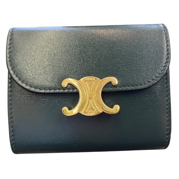 Celine Celine CELINE Triomphe small trifold wallet Leather Short Wallet 10D783DPV DUTY FREE for USA Size ONE SIZE - 1 Thumbnail
