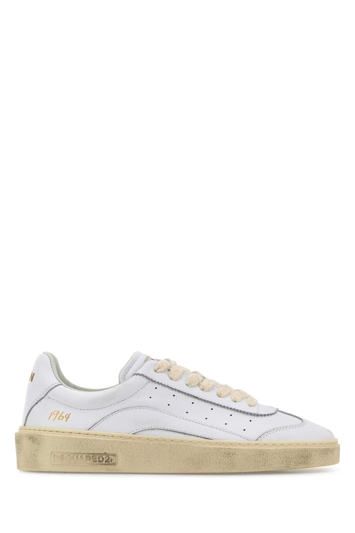 Dsquared2 White Leather Rider Sneakers Size US 7 / IT 37 - 1 Thumbnail
