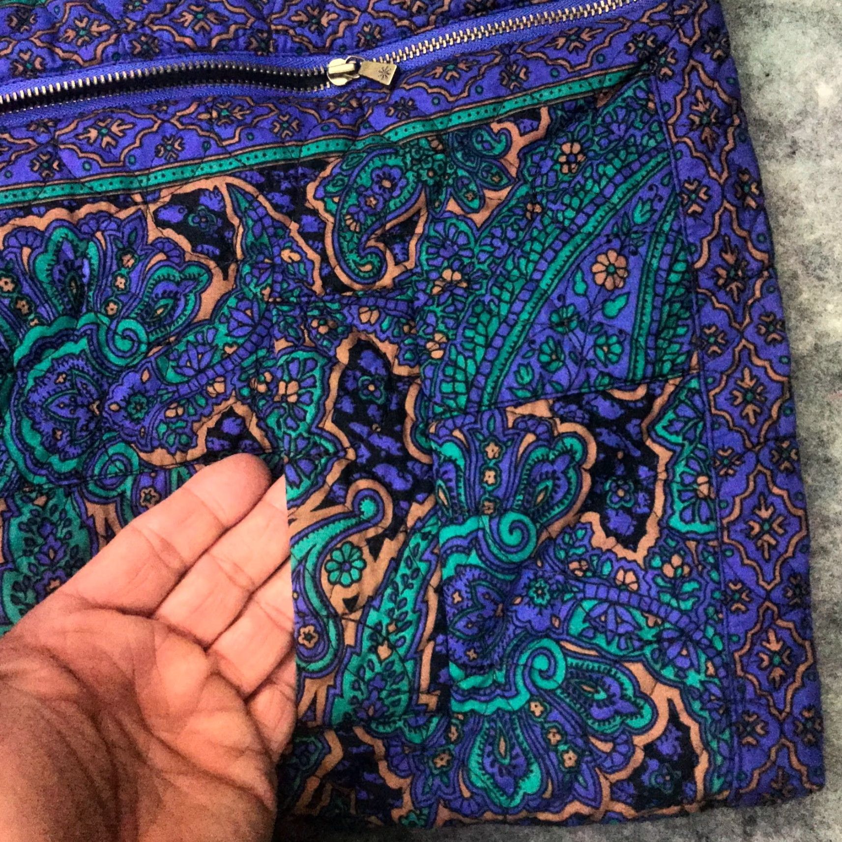 Isaac Mizrahi Isaac Mizrahi Womens Jacket Paisley Quilted Zip Coat Blue Green Purple Size 10 Size L / US 10 / IT 46 - 3 Thumbnail