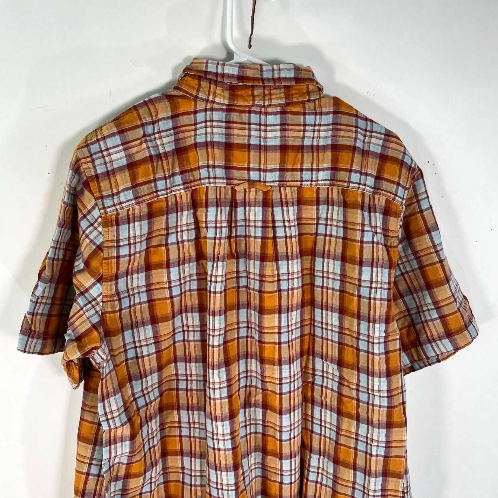 The North Face The North Face Button Up Shirt Plaid Orange XL Adult Men Casual Short Sleeve 100% Cotton/Auburn Orange Plaid Shirt Size US XL / EU 56 / 4 - 4 Thumbnail
