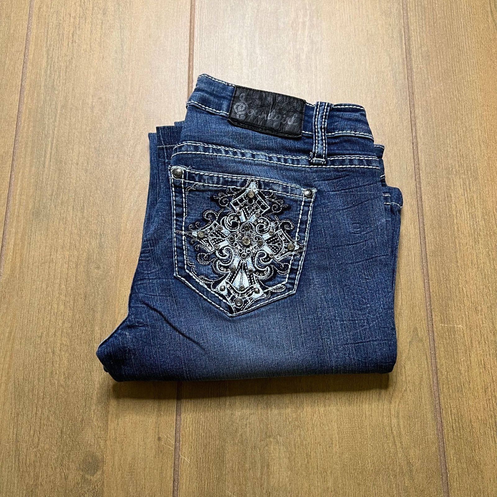 Vintage Soundgirl Y2K Rhinestone Bootcut Jeans Low Rise Womens 29 Size 29" - 11 Thumbnail