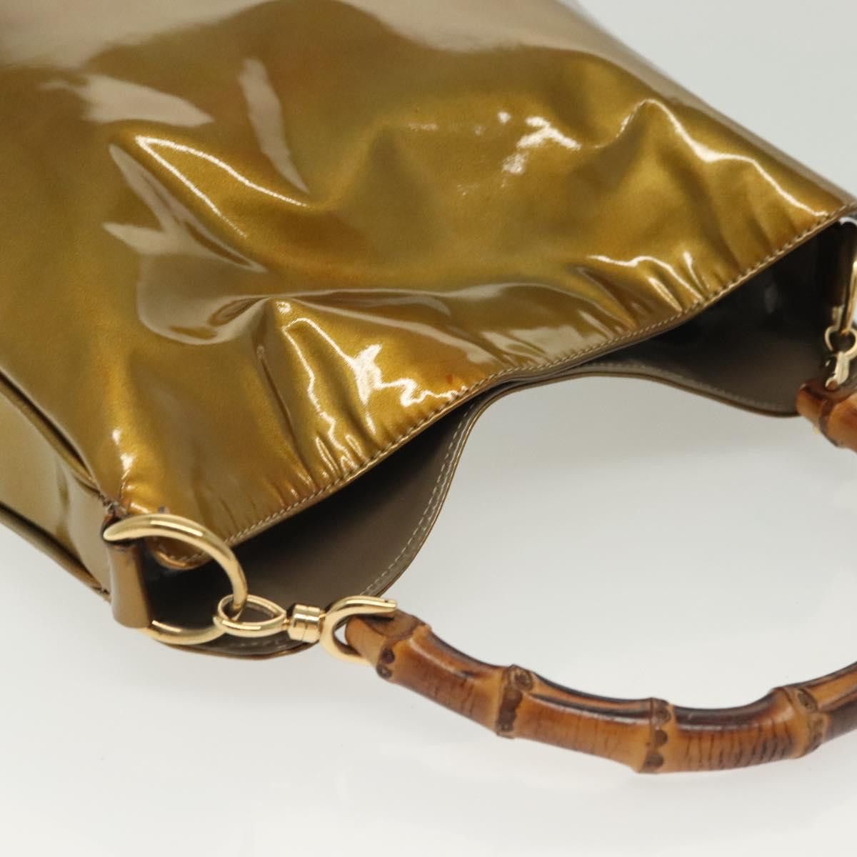 Gucci GUCCI Bamboo Hand Bag Patent Leather Beige Gold 001 1014 Size ONE SIZE - 6 Thumbnail