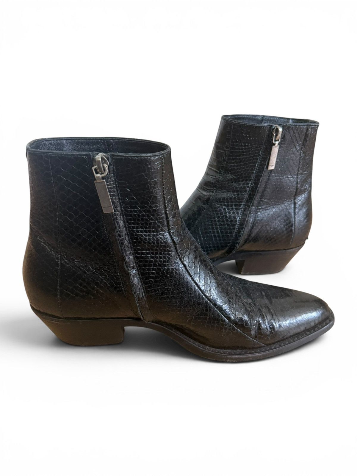 Saint Laurent Paris Saint Laurent Lukas Genuine Python Skin Ankle Boots Size US 11 / EU 44 - 2 Thumbnail