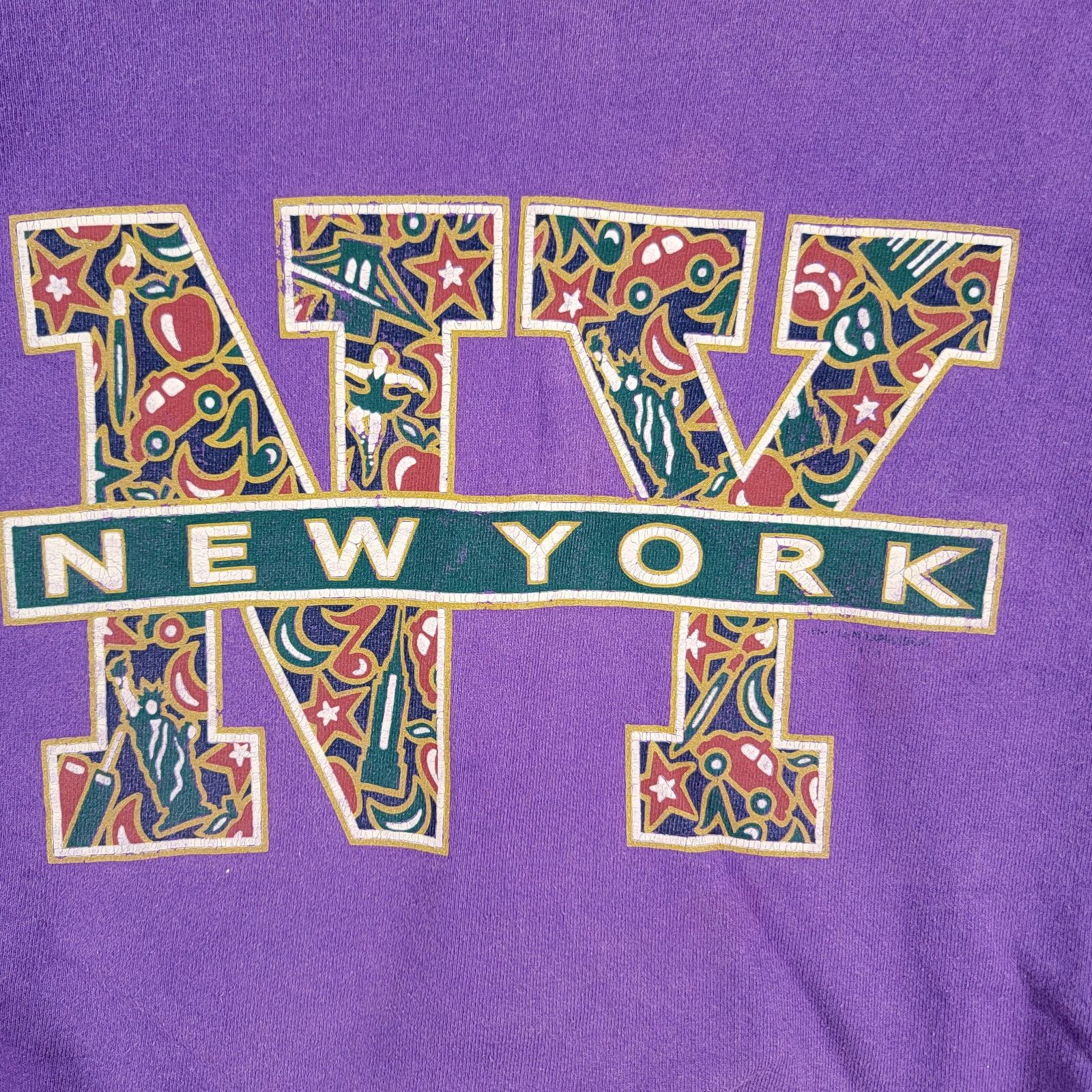 Fruit Of The Loom Vintage Y2K New York Pullover Cut Tag Sz L 21x28 (271)d Size US L / EU 52-54 / 3 - 3 Thumbnail