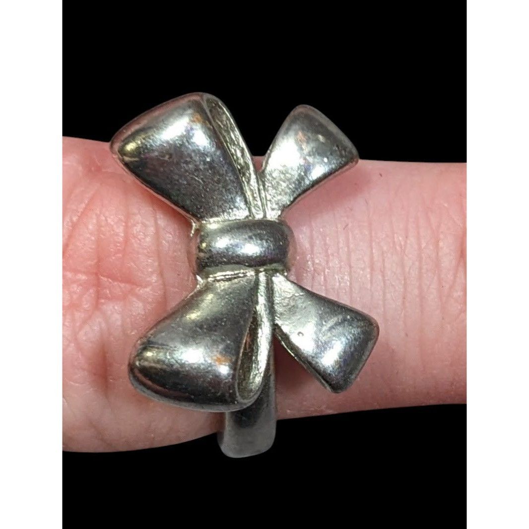 Other Vintage Coquette Silver Tone Bow Ring Size 7 1/2 Size ONE SIZE - 2 Thumbnail