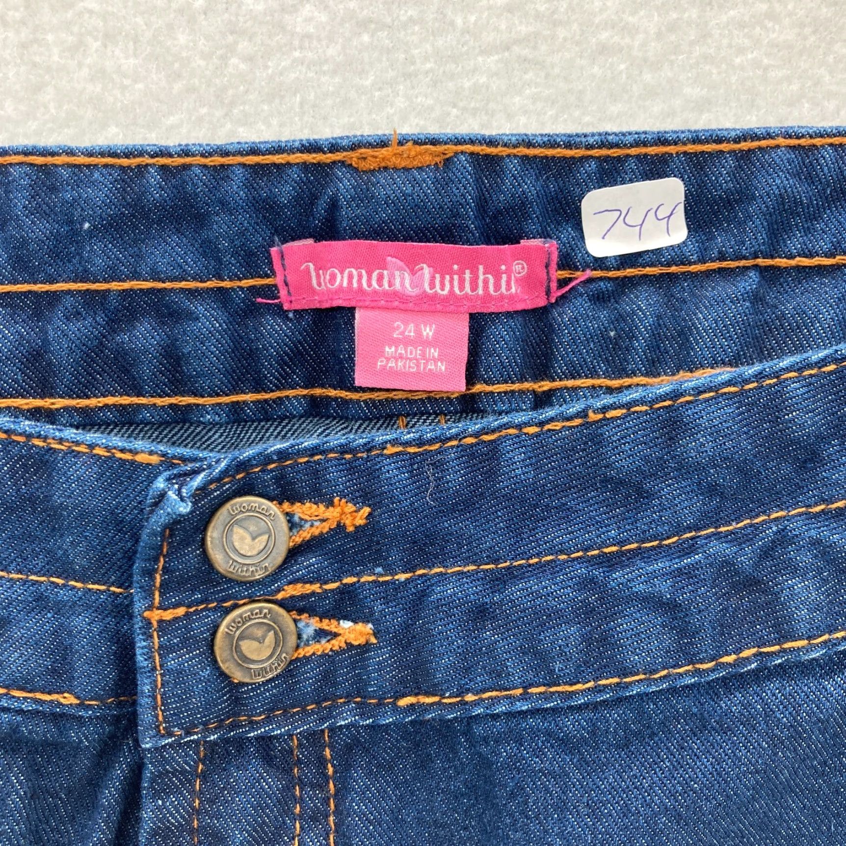 Vintage Woman Within Jeans Womens Size 24 W Dark Wash Blue Denim Jeans High Rise Shirt|No, wait Size 42" / US 20 - 4 Thumbnail
