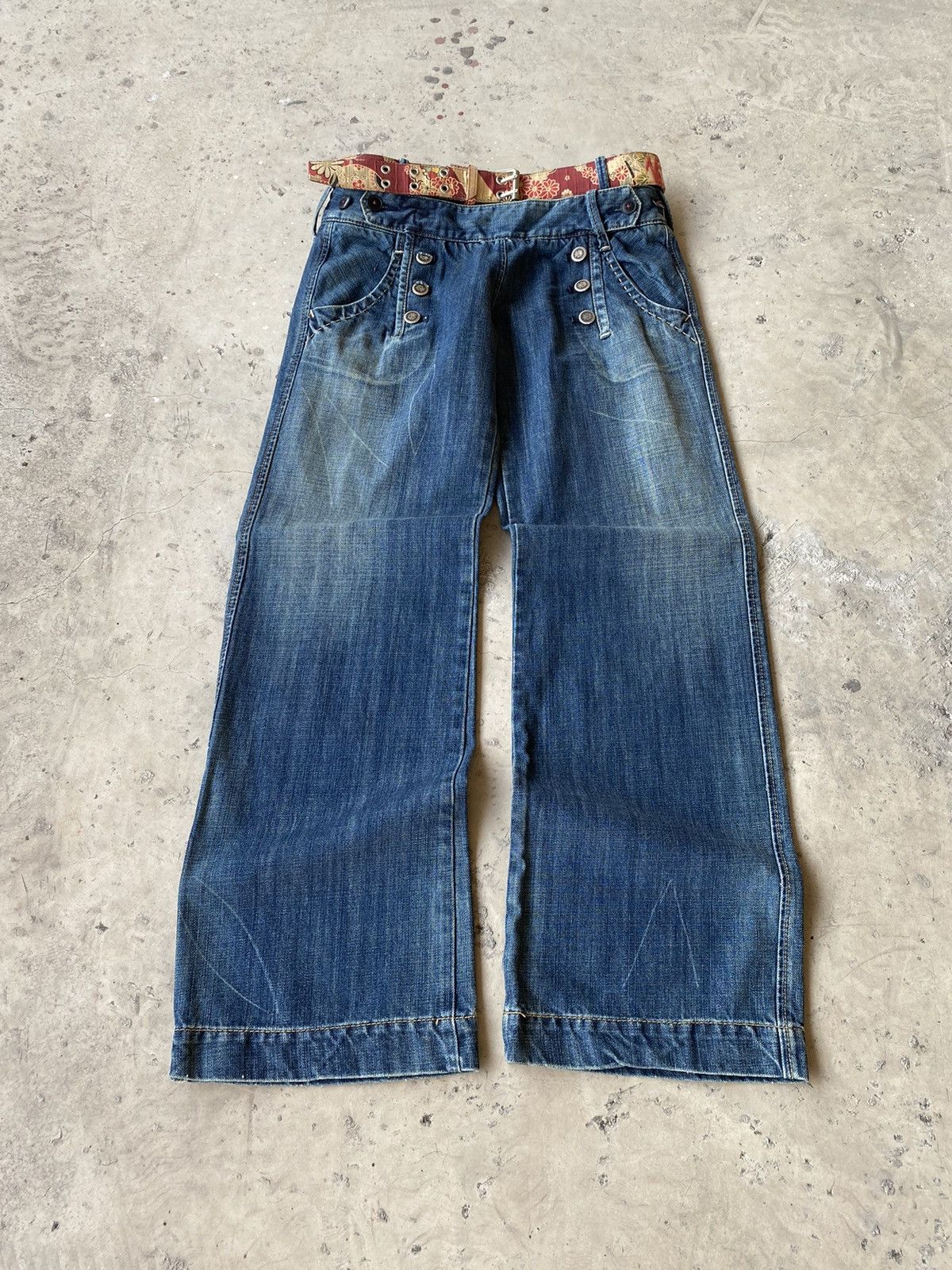 If Six Was Nine 2000s - Antigauge Multi Button Denim Cotton Pants Size US 31 - 2 Thumbnail