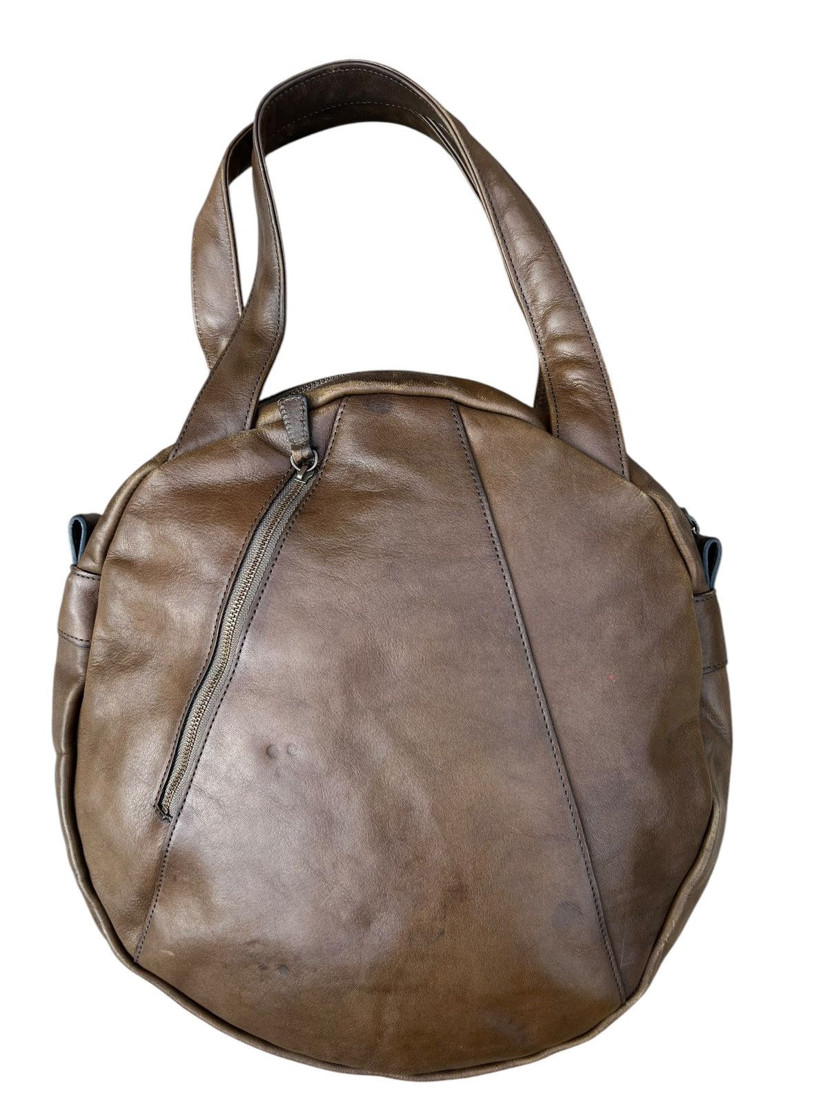 Leather Vintage B. Stuff Japan Distress Patina Leather Round Bag Size ONE SIZE - 6 Thumbnail