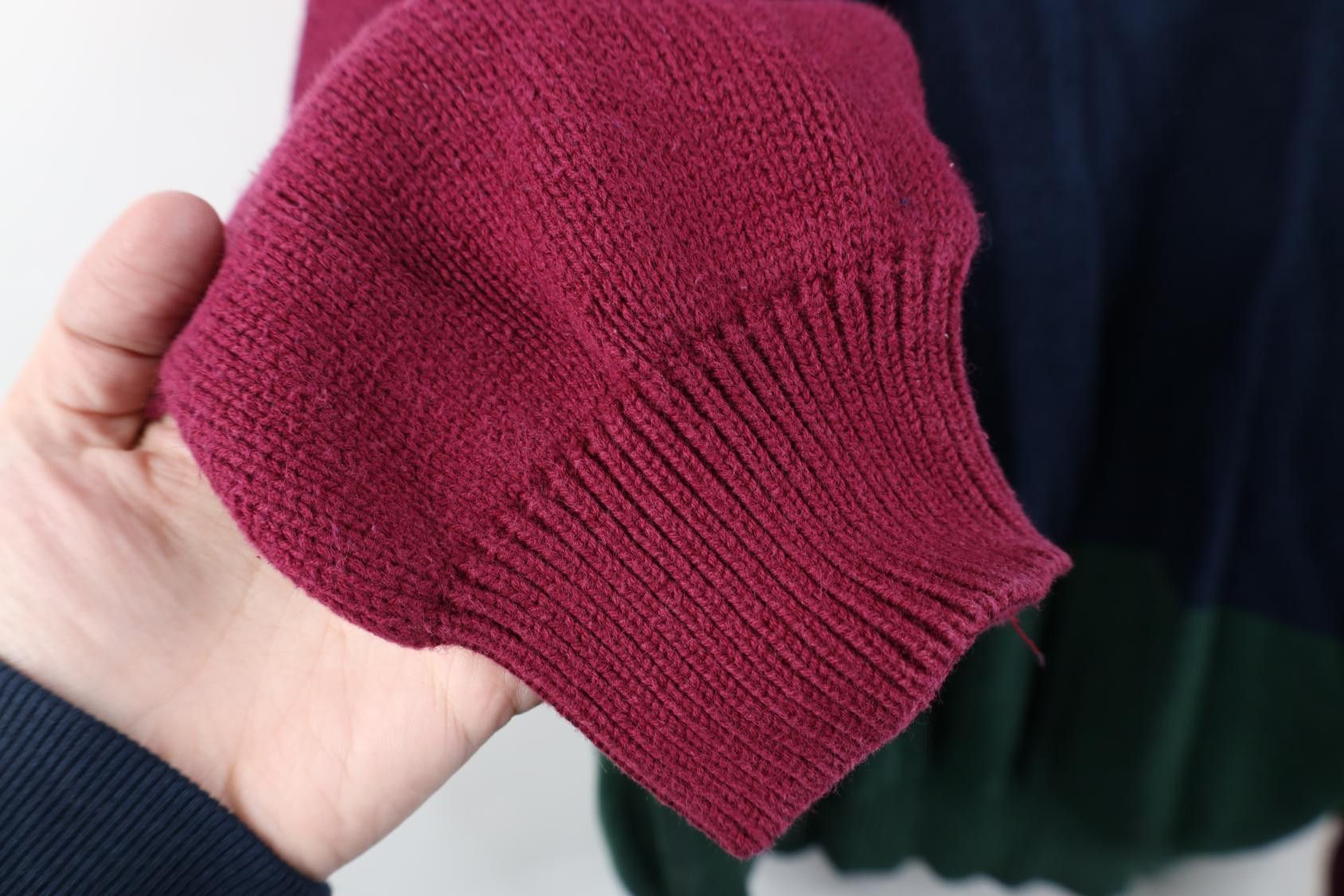 Vintage Vintage 90s Streetwear Block Cotton Knit Crewneck Sweater Size US XL / EU 56 / 4 - 8 Thumbnail