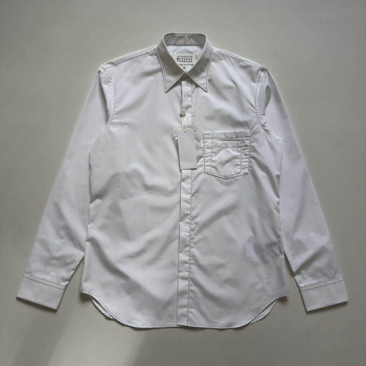 Maison Margiela S/S 18 White Cotton Contrast Stitch Shirt Size US L / EU 52-54 / 3 - 2 Thumbnail