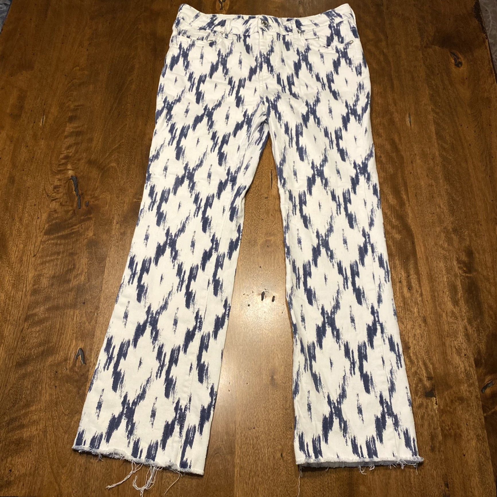 Free People Free People Jeans Women's Indigo Skies Crop Blue 28x27 Straight Regular Rise Button Fly Whites Fringe Mid Vintage No Size 28" / US 6 / IT 42 - 2 Thumbnail