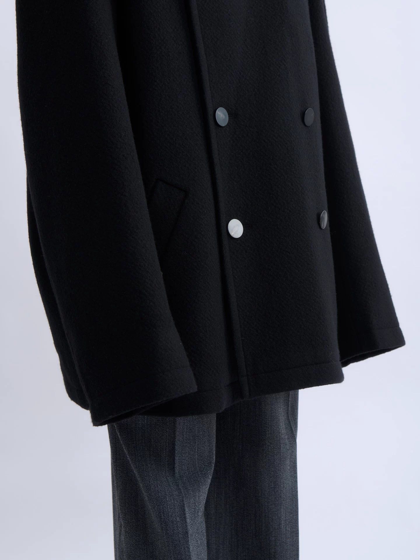 Structure STRUCTURA Black DB Oversized Wool Short Peacoat Size M / US 6-8 / IT 42-44 - 7 Thumbnail