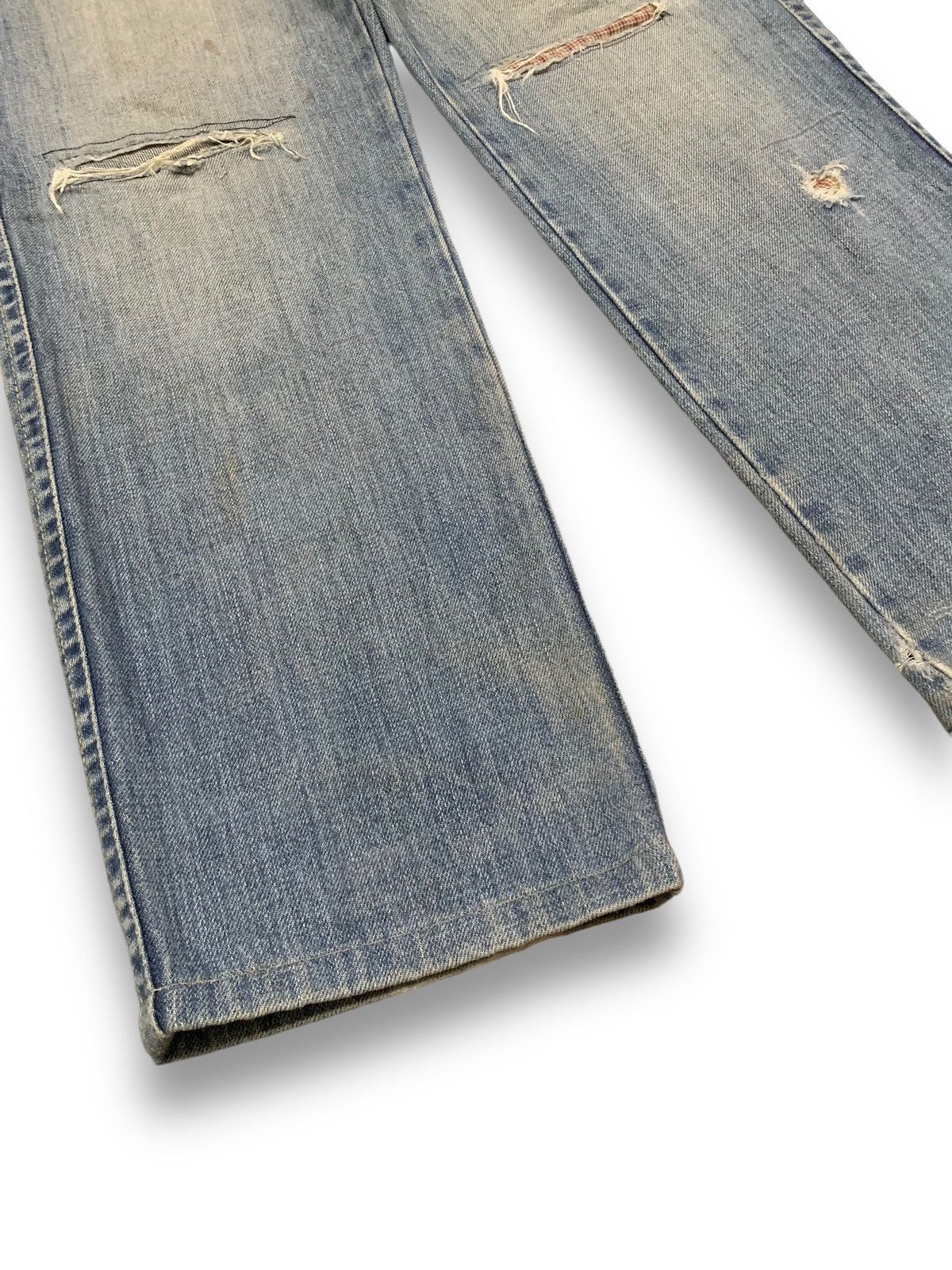 Beams Plus Vintage Japanese Brand Beams Patched Distressed Grunge Jeans Size US 29 - 10 Thumbnail