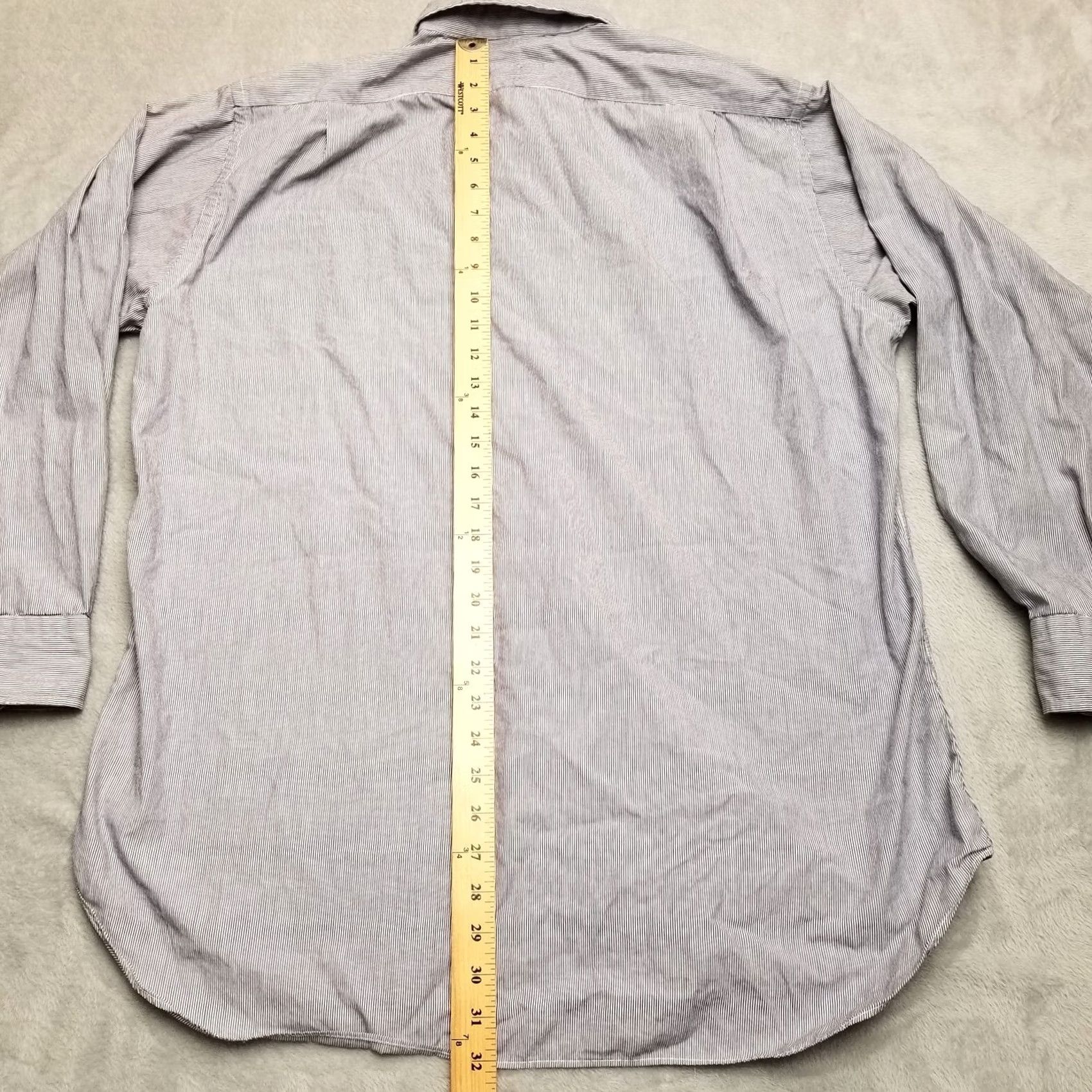 Nordstrom Gitmann Brothers Shirt Mens 16.5 34 Blue Striped 100% Cotton Button Long Sleeve Size US XL / EU 56 / 4 - 7 Thumbnail
