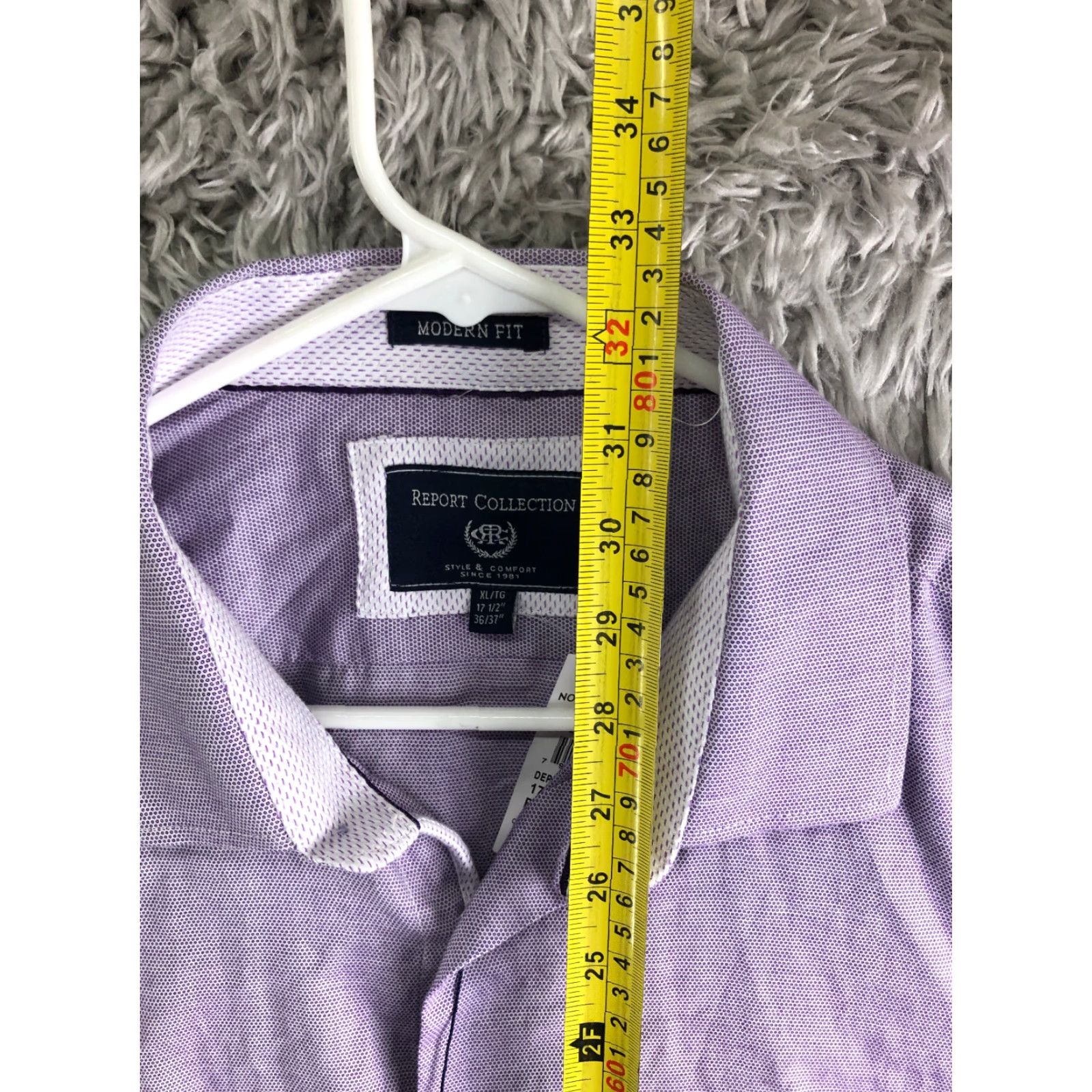 Vintage Report Collection Mens XL 36-37 Lavender Long Sleeve Spread Collar Shirt Size US XL / EU 56 / 4 - 5 Thumbnail