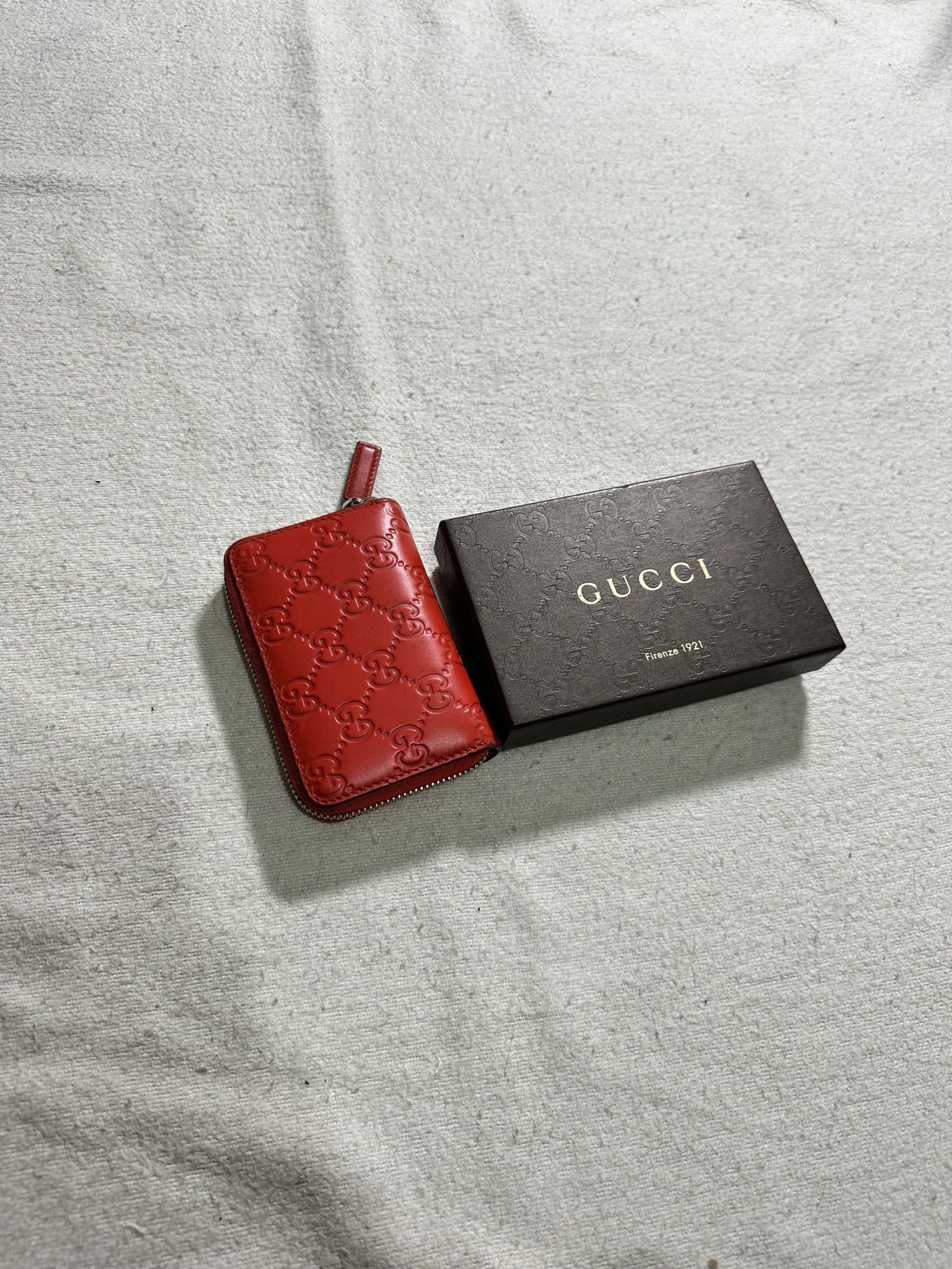 Gucci Gucci Zip Around Wallet Guccissima GG Monogram Red Leather Size ONE SIZE - 3 Thumbnail