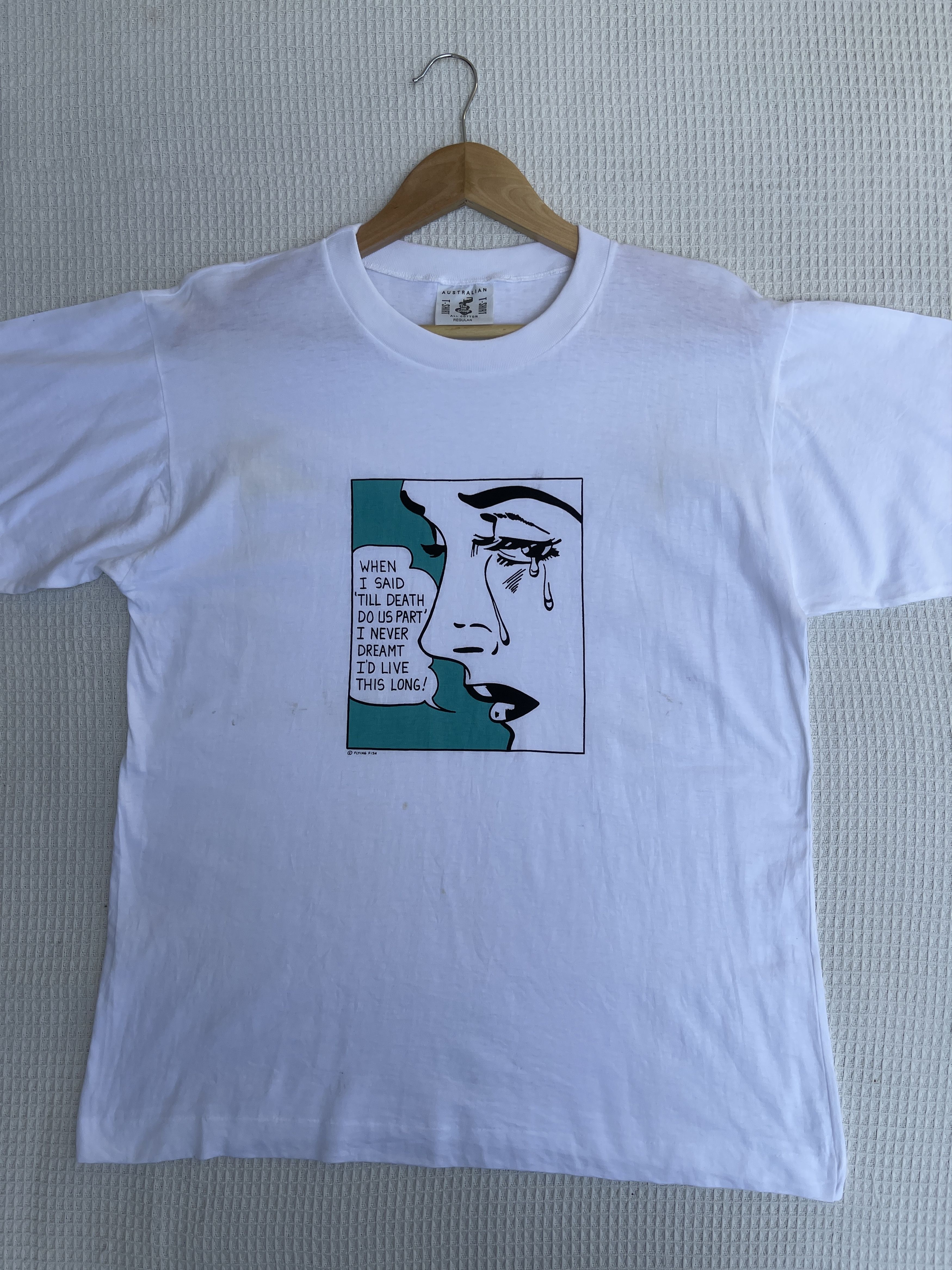 Art Comes First LastDrop🔥Rare🔥Vtg80s Roy Lichtenstein Flying Fish Pop Art Te Size US M / EU 48-50 / 2 - 10 Thumbnail