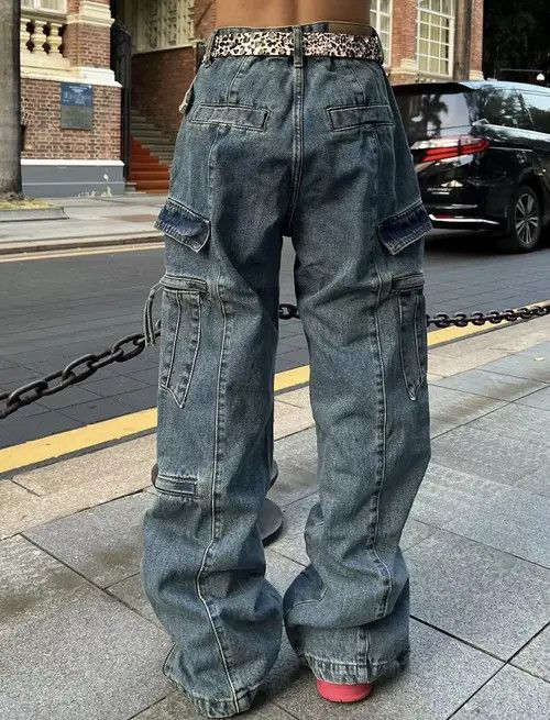 VIBE Y2k Baggy Cargo Pants Denim Baggy Jeans Trousers Size US 30 / EU 46 - 3 Thumbnail