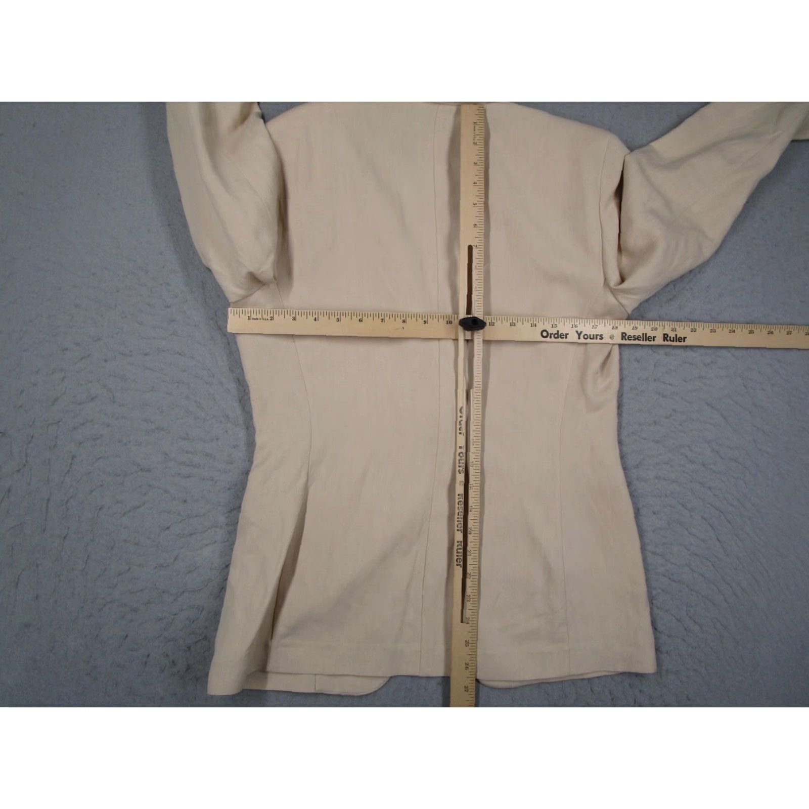 Giorgio Armani Blazer Womens IT 42 Beige Viscose Linen Tailored Single-Breasted Workwear Made in Italy
