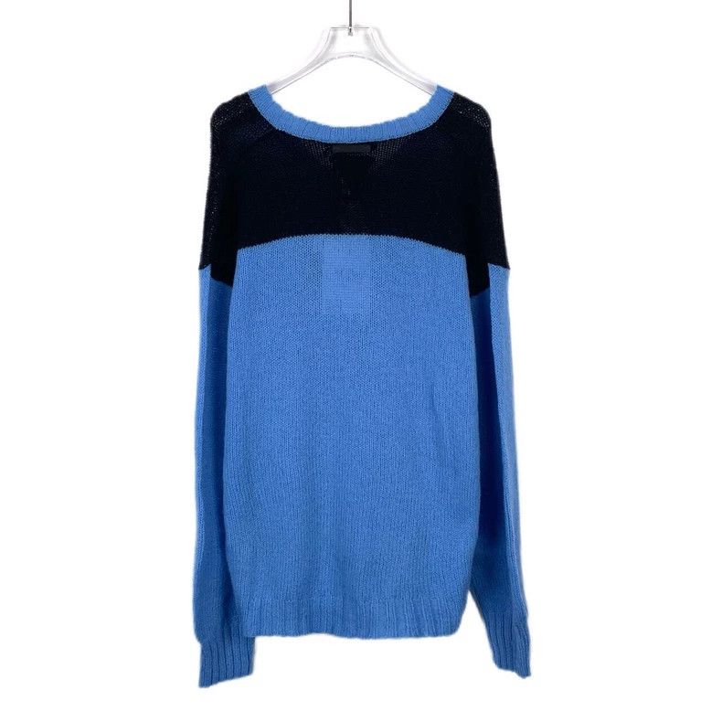 Prada Prada Blue and black color block V-neck knitted sweater 250 Size US L / EU 52-54 / 3 - 2 Thumbnail