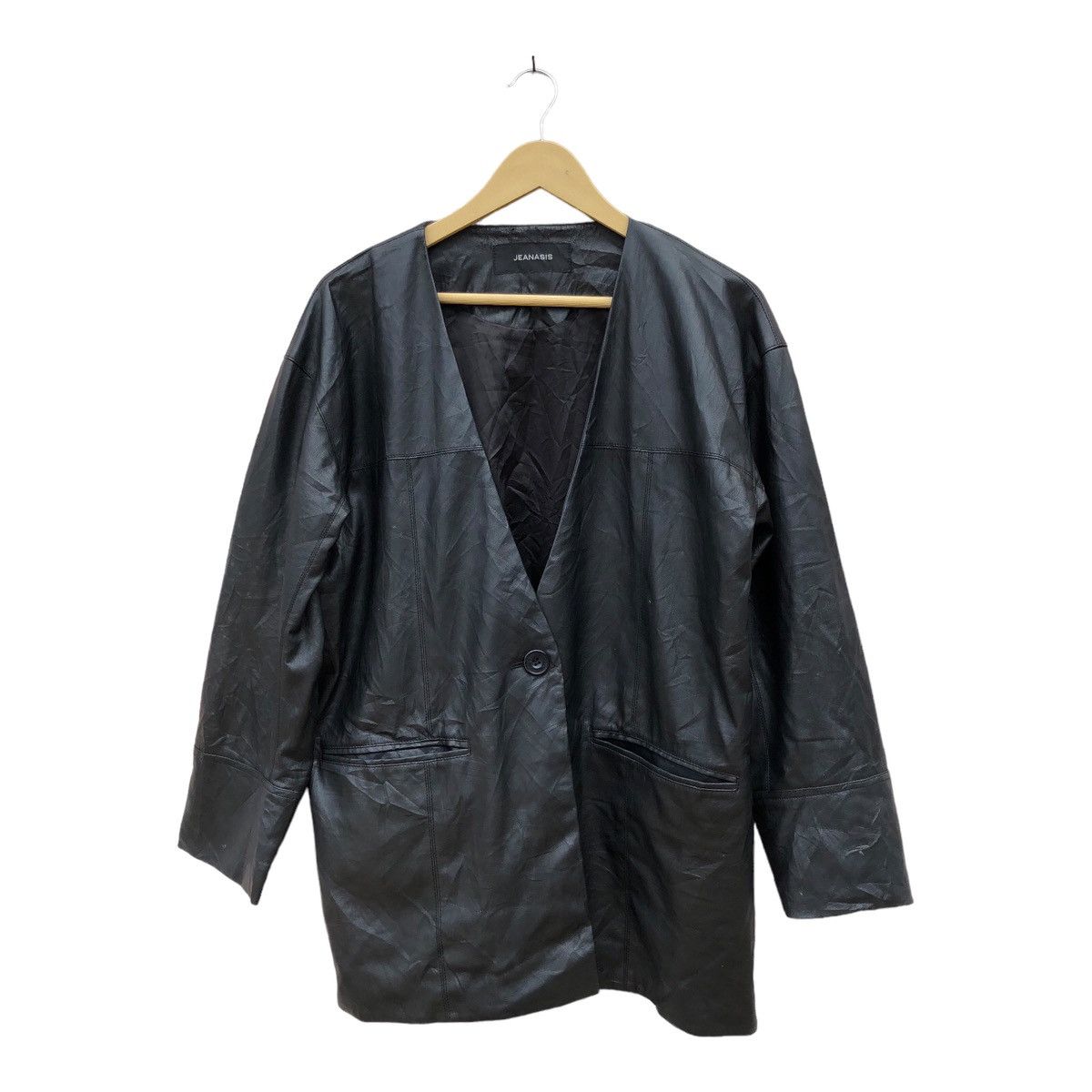 image of Leather Jeanasis Waterproof Overcoat Jacket in Black, Women's (Size Large)