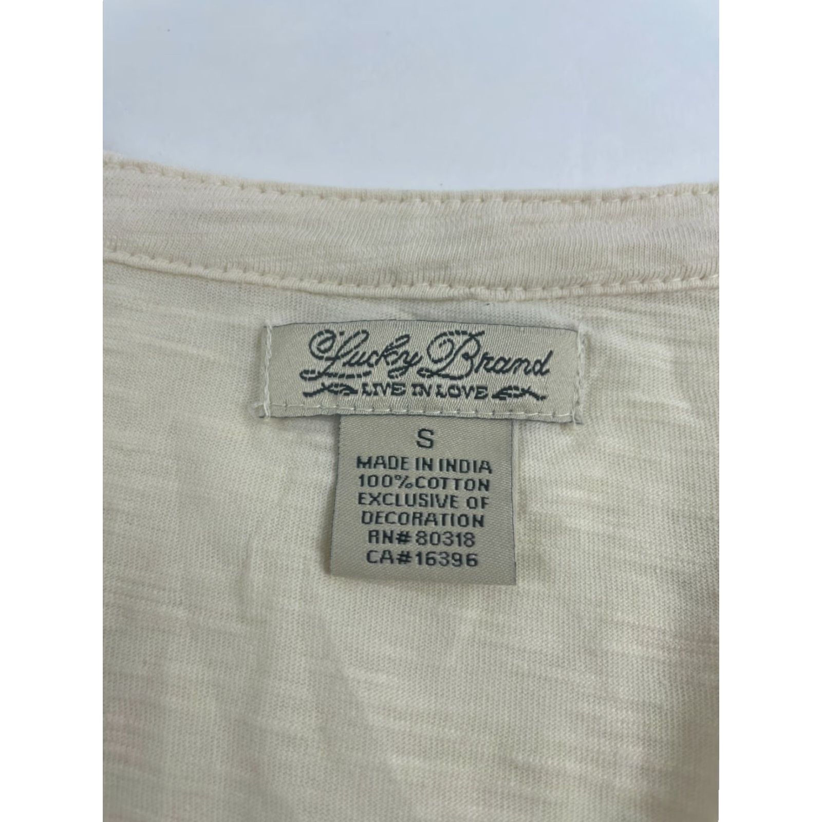 Lucky Brand Lucky Brand Blouse Women's Size S Cream Embroidered w/ Pearls V-Neck Long Sleeve Shirt Size S / US 4 / IT 40 - 8 Thumbnail