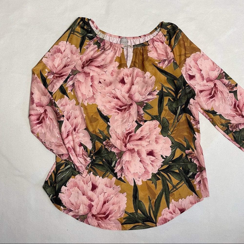 Chicos Chico's Floral Hardware-Trim Pullover Blouse Size 1 US M Size M / US 6-8 / IT 42-44 - 6 Thumbnail