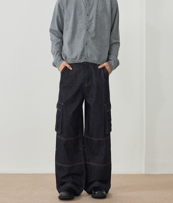 Japanese Brand Men's retro loose-fitting multi-pocket baggy jeans Size US 32 / EU 48 - 2 Thumbnail