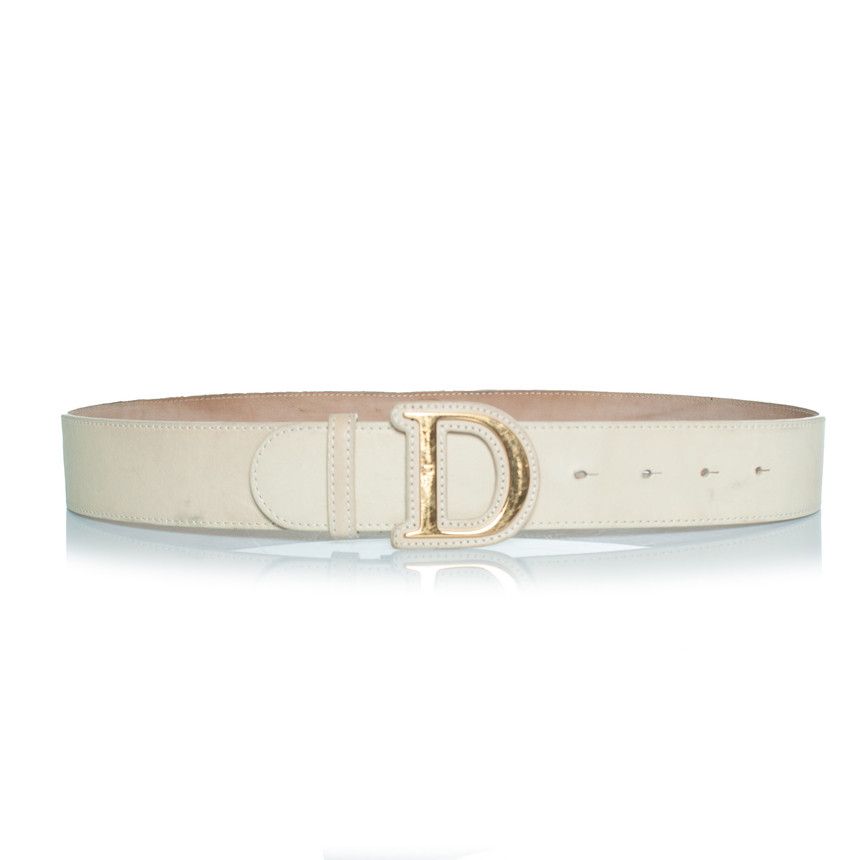 Dior Dior, gold buckled D belt with beige leather Size ONE SIZE - 1 Thumbnail