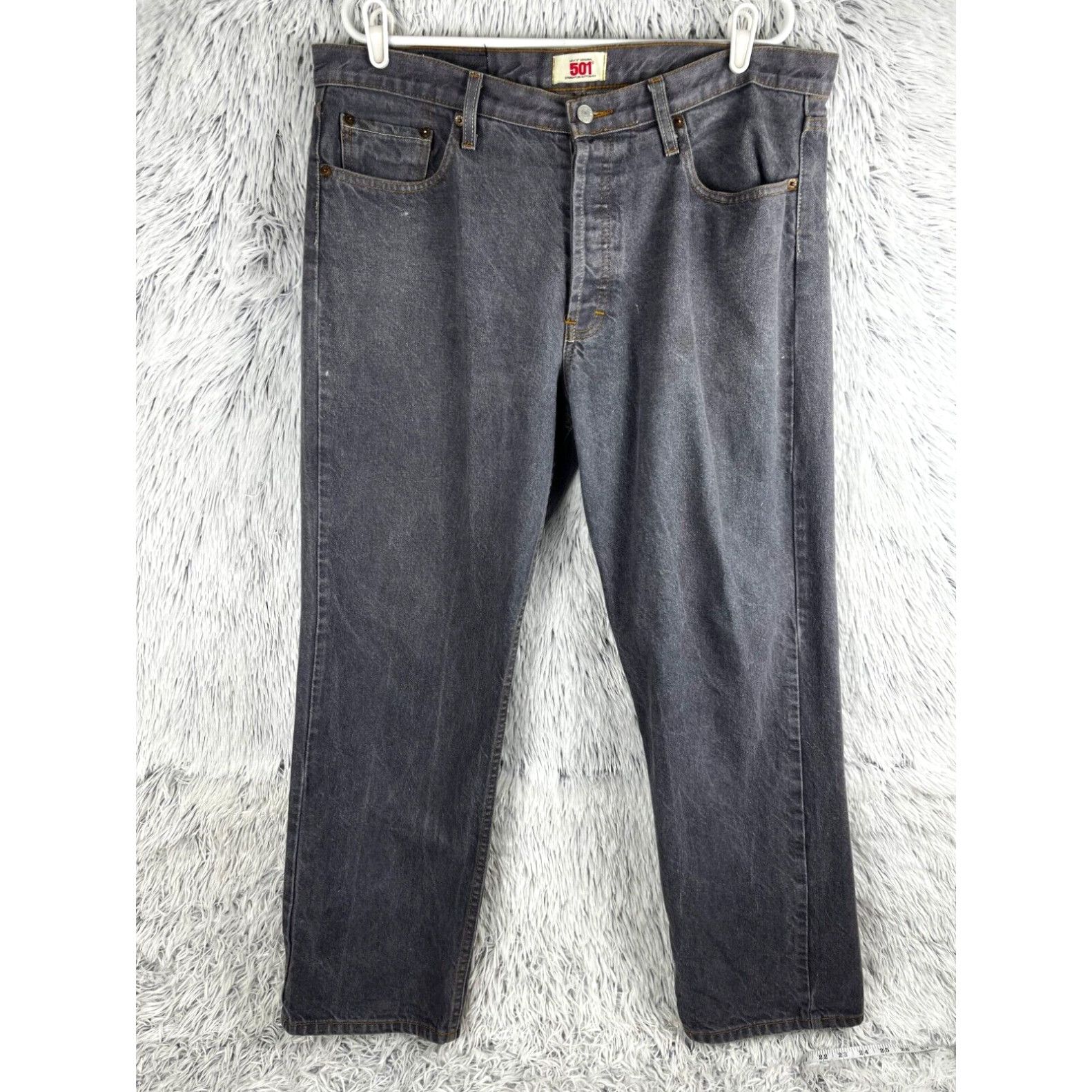 image of Vintage 90's Levis 501 Jeans Mens 36X30 Charcoal Wash Original Fit Usa Made Denim in White