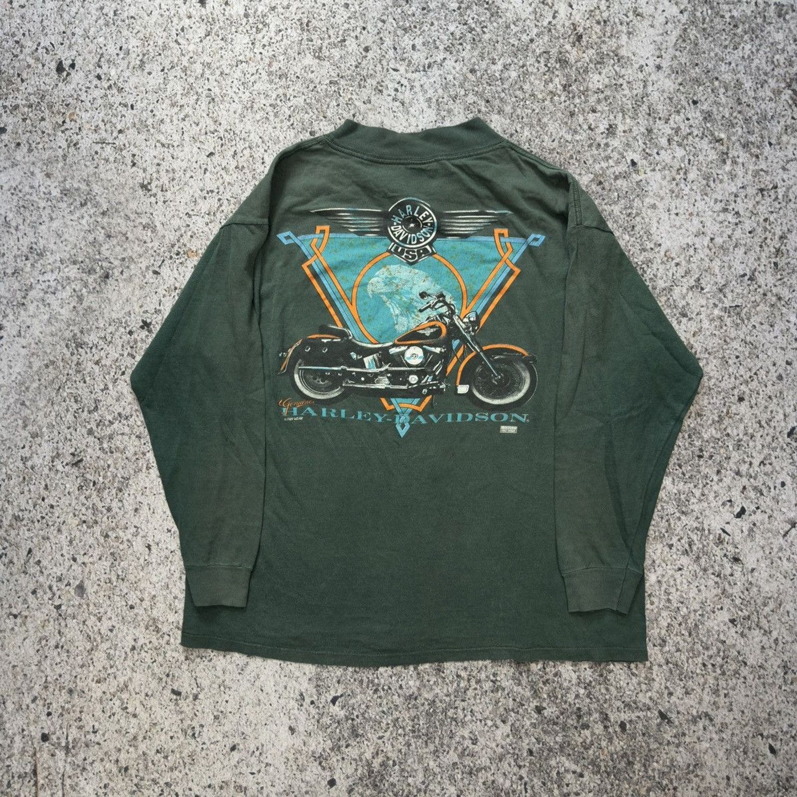 Harley Davidson Vintage 90s Faded Harley Davidson Longsleeve Size US XL / EU 56 / 4 - 2 Thumbnail